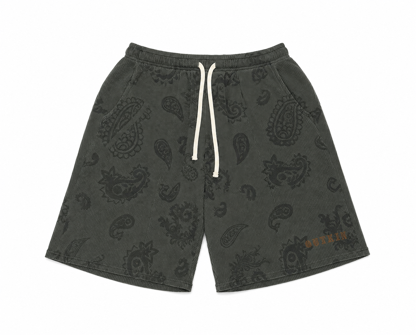 Alchemist Thermal Shorts PAISLEY BLOCK PRINT Aged Green