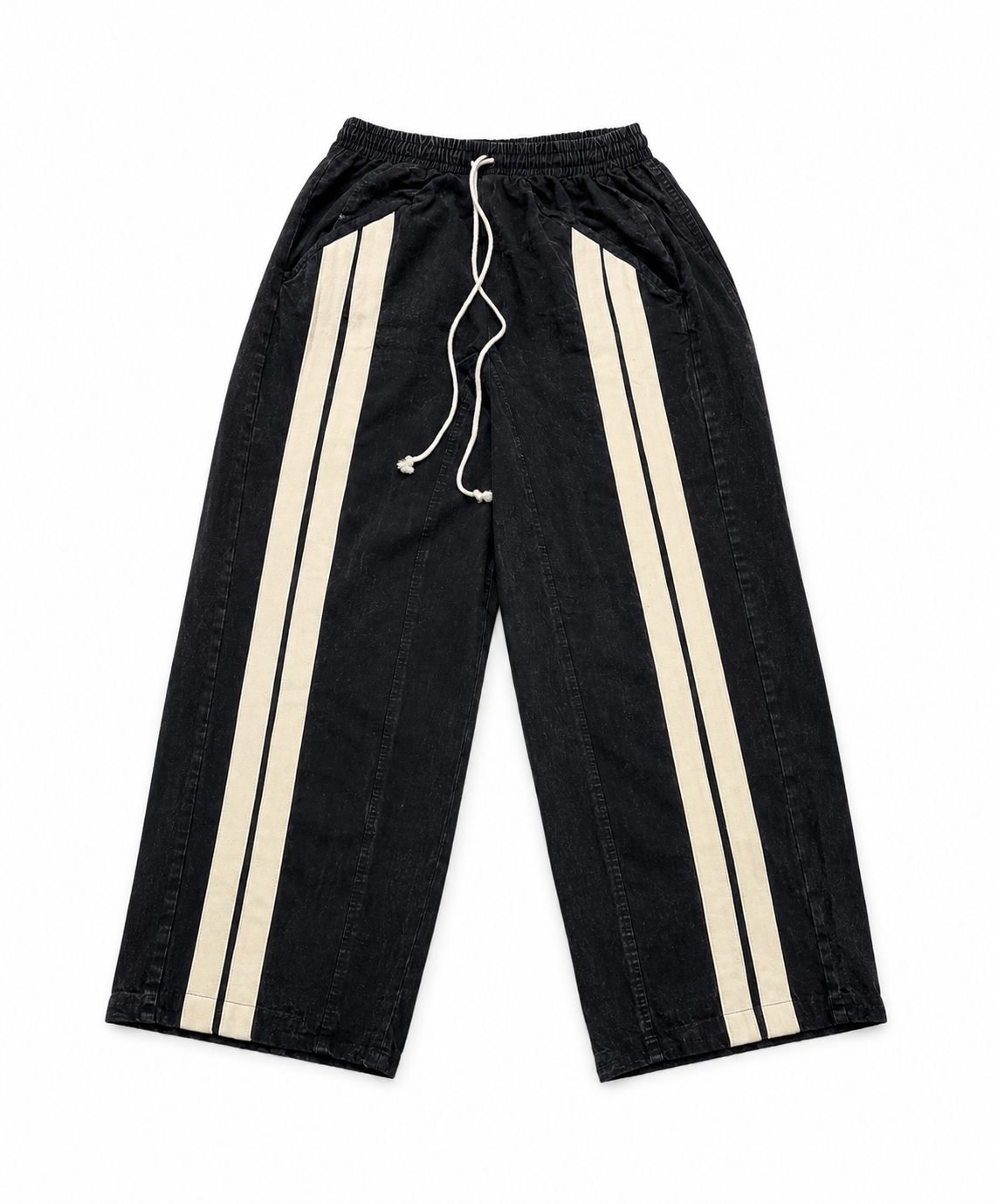MNML Ultra Baggy Stripe Twill Pants Black White