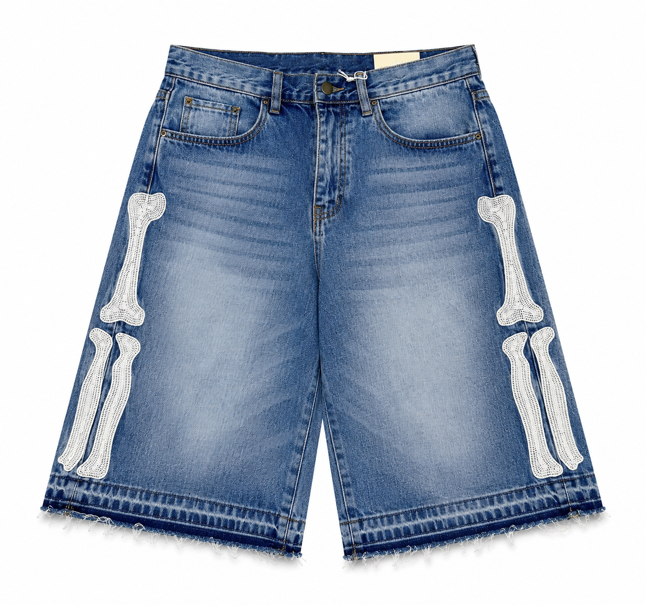 MNML Ultra Baggy Bone Denim Shorts Blue
