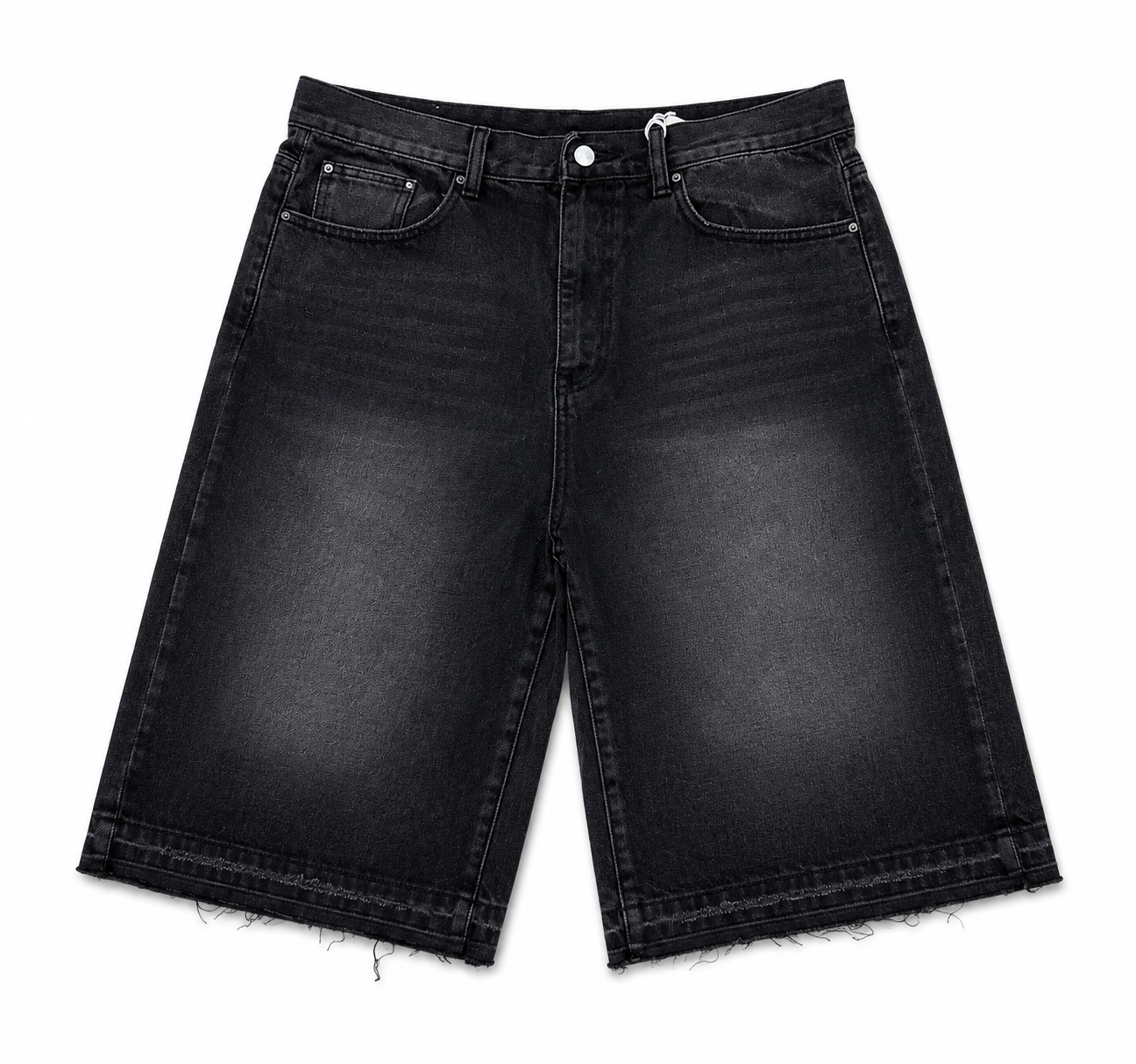 MNML Ultra Baggy Raw Hem Denim Shorts Washed Black