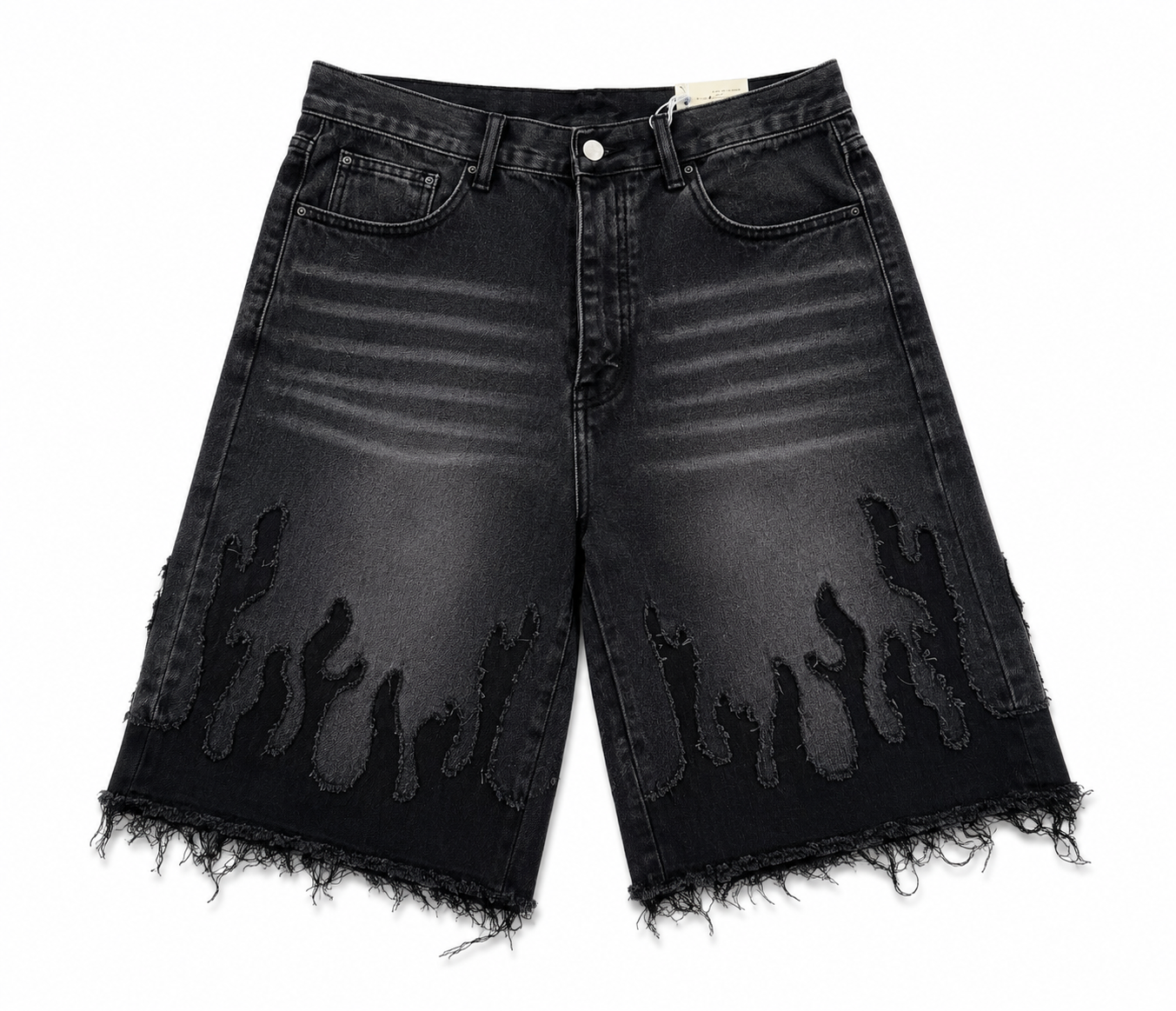 MNML Baggy Flame Denim Shorts Black
