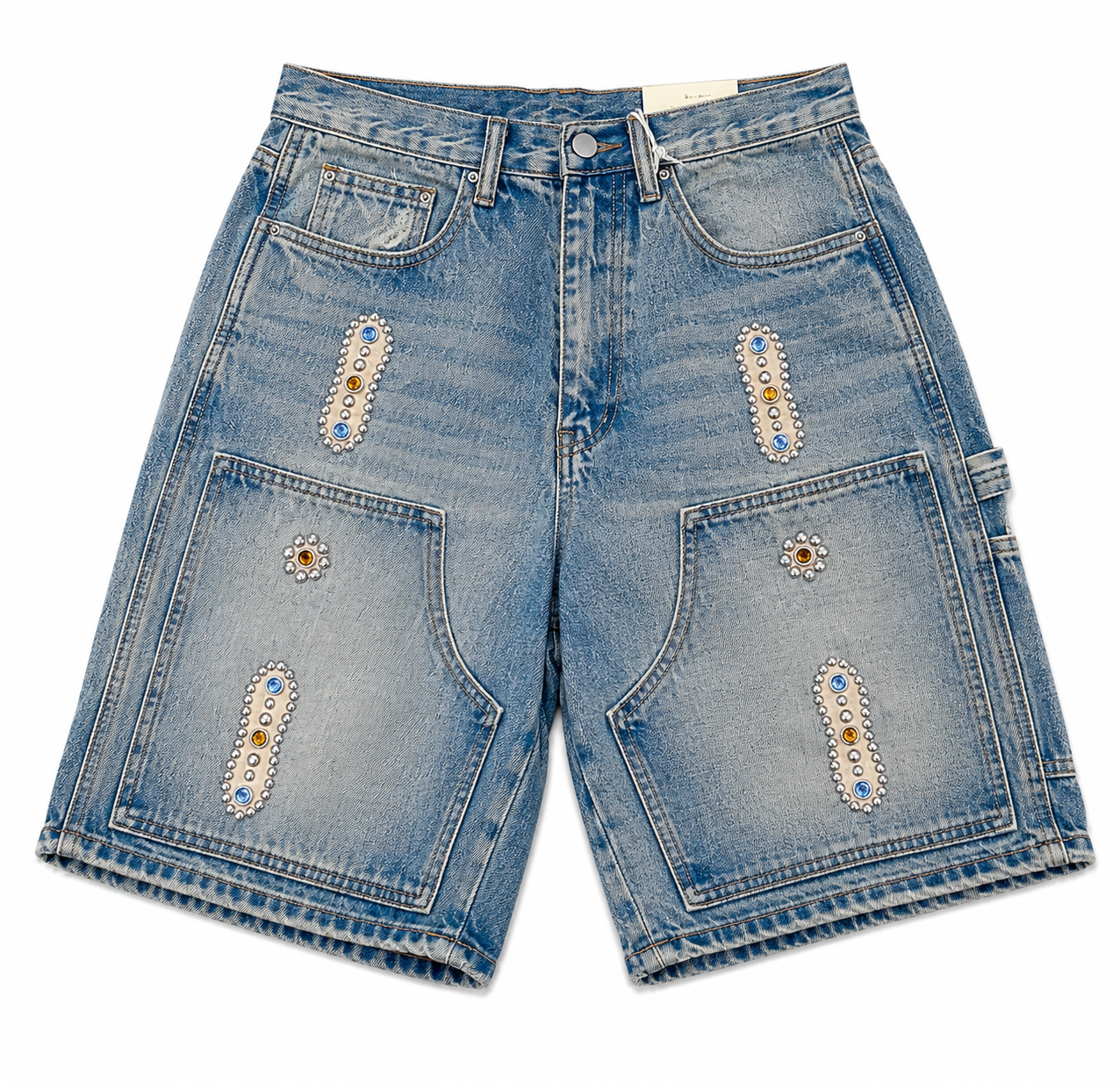 MNML Western Jewel Denim Shorts Blue