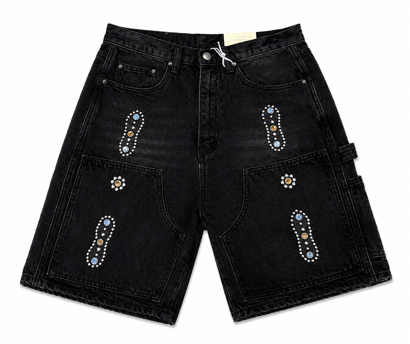 MNML Western Jewel Denim Shorts Washed Black
