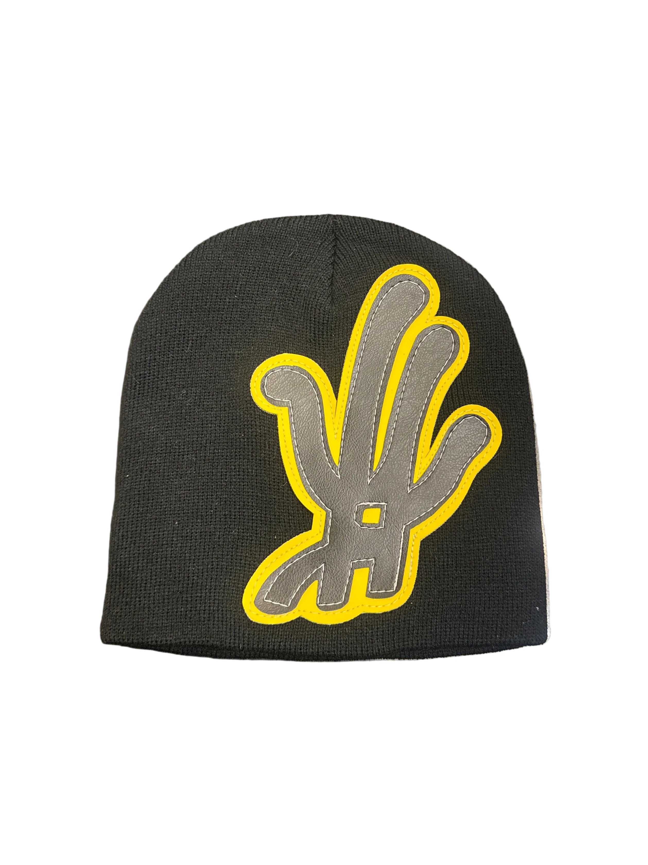 YKWYK BLACK/YELLOW BEANIE