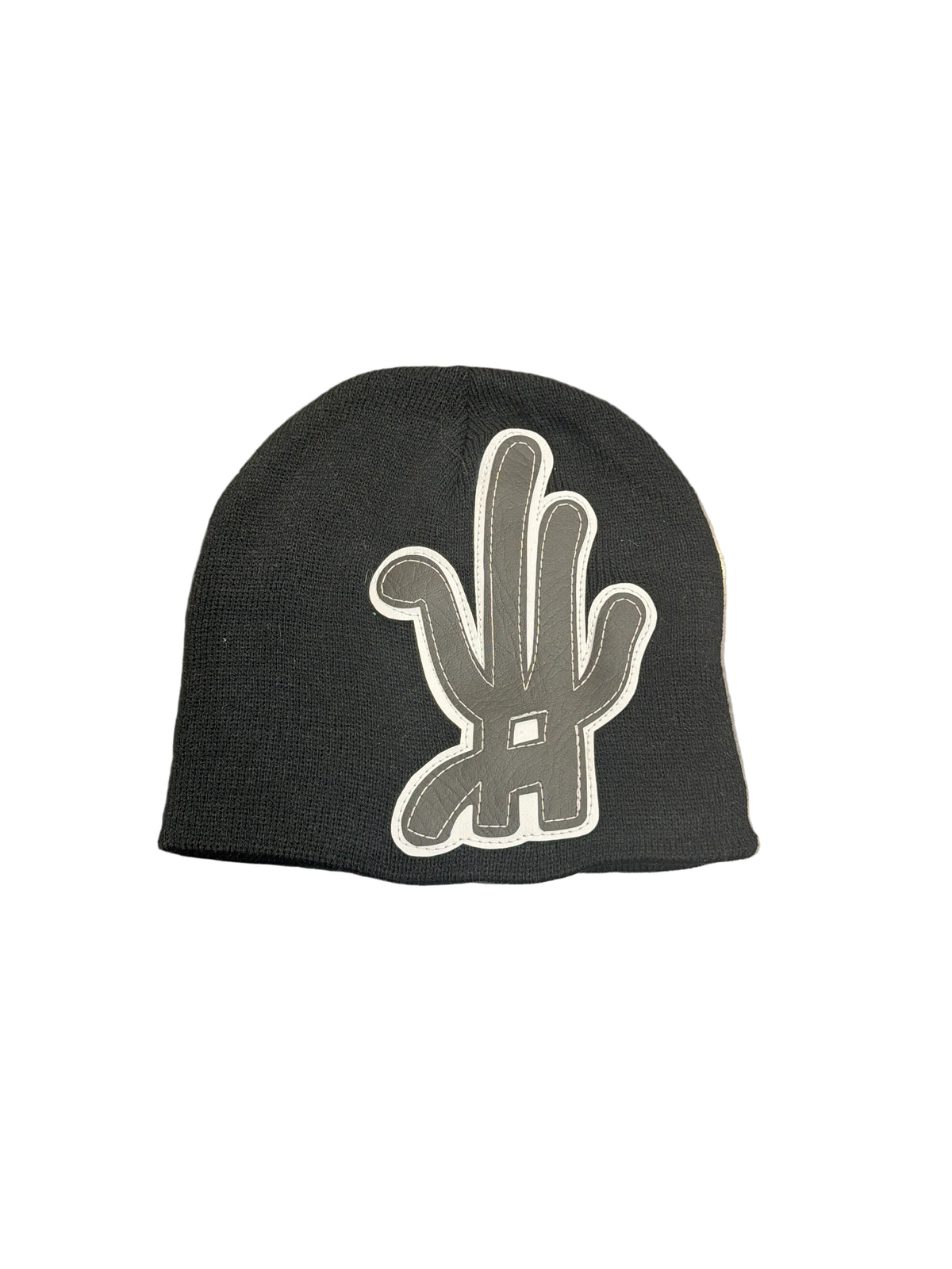 YKWYK Black Leather Beanie