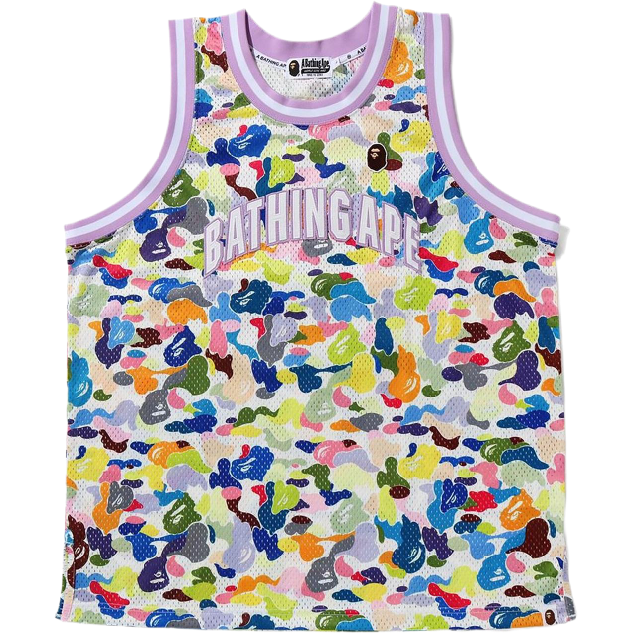 BAPE Multicolor Camo Basketball Jersey (White)