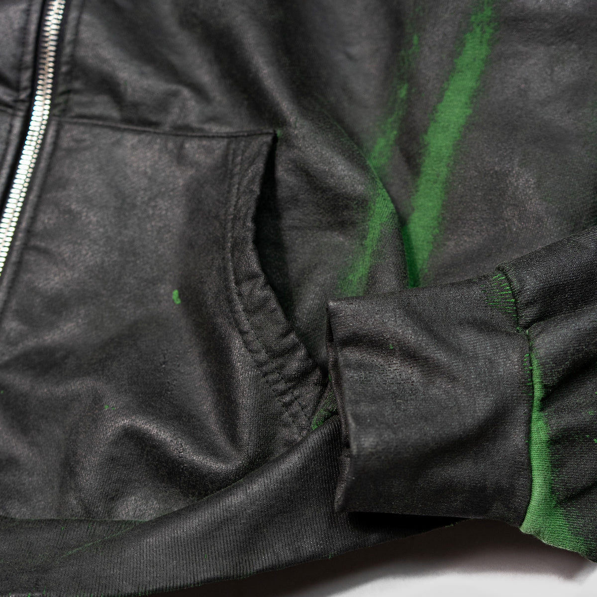 WARREN LOTAS ZIP-UP HOODIE WITH EMBROIDERED BARBED WIRE