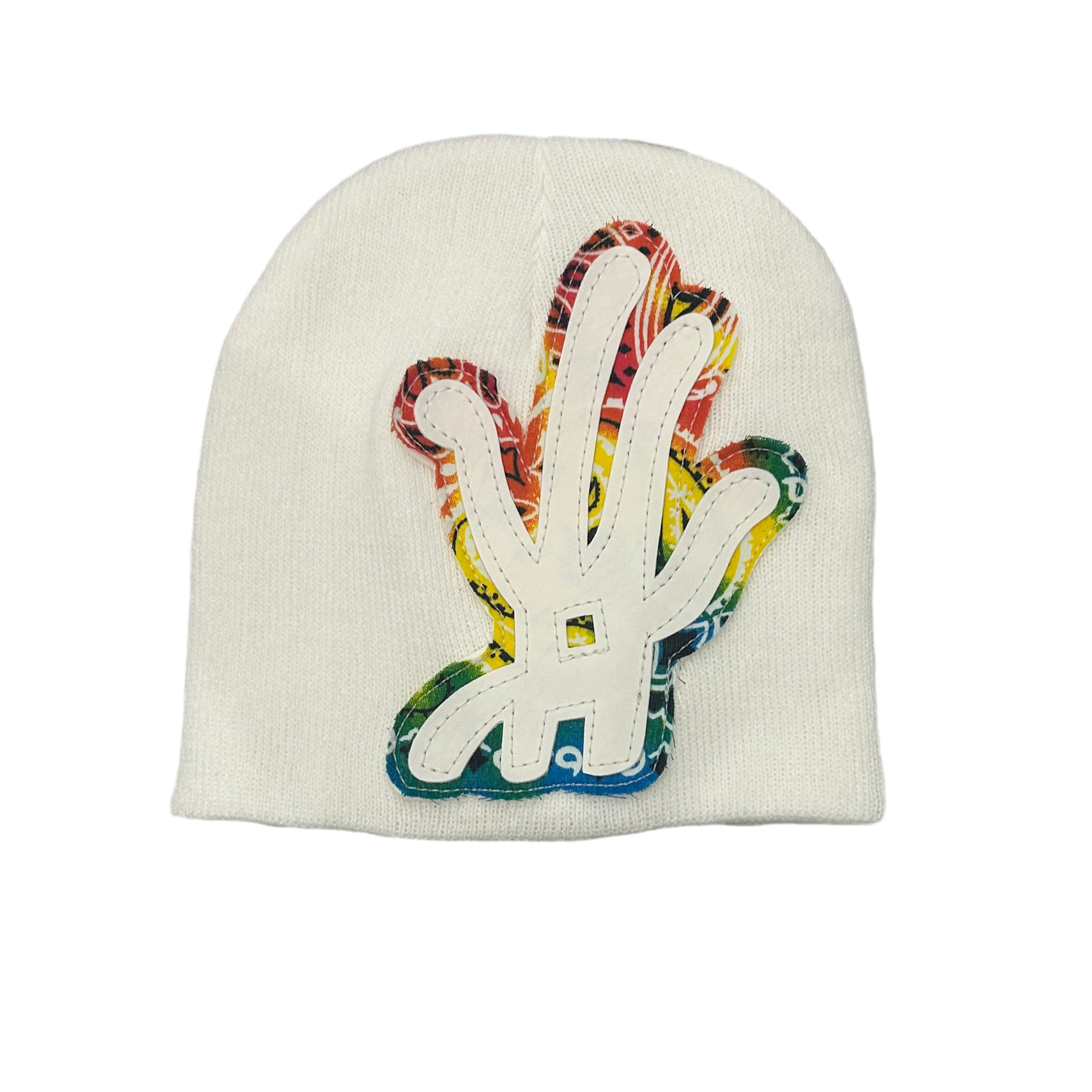 YKWYK WHITE & RAINBOW PAISLEY BEANIE