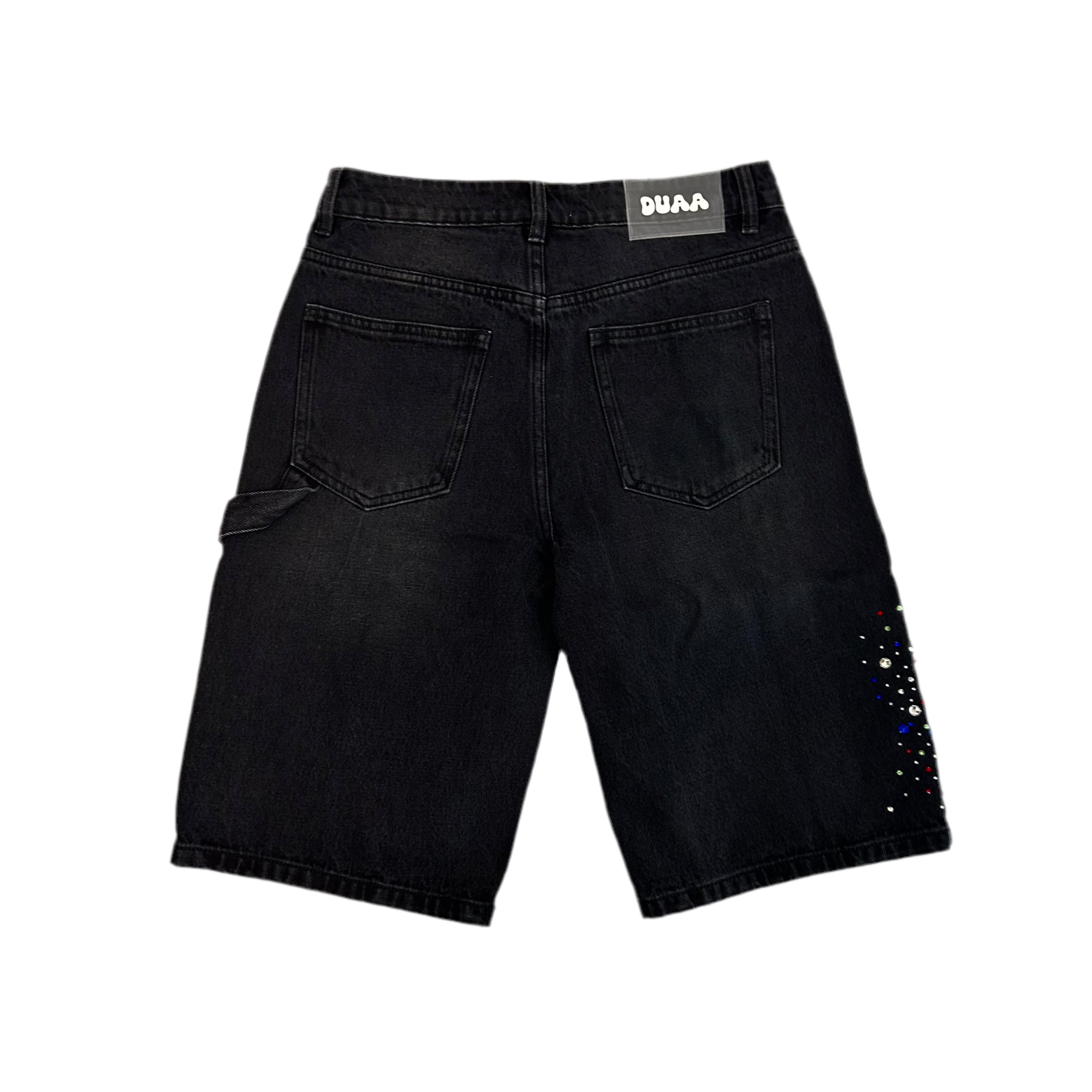 DUAA| SUPPLICATION STONE BLACK DENIM SHORTS