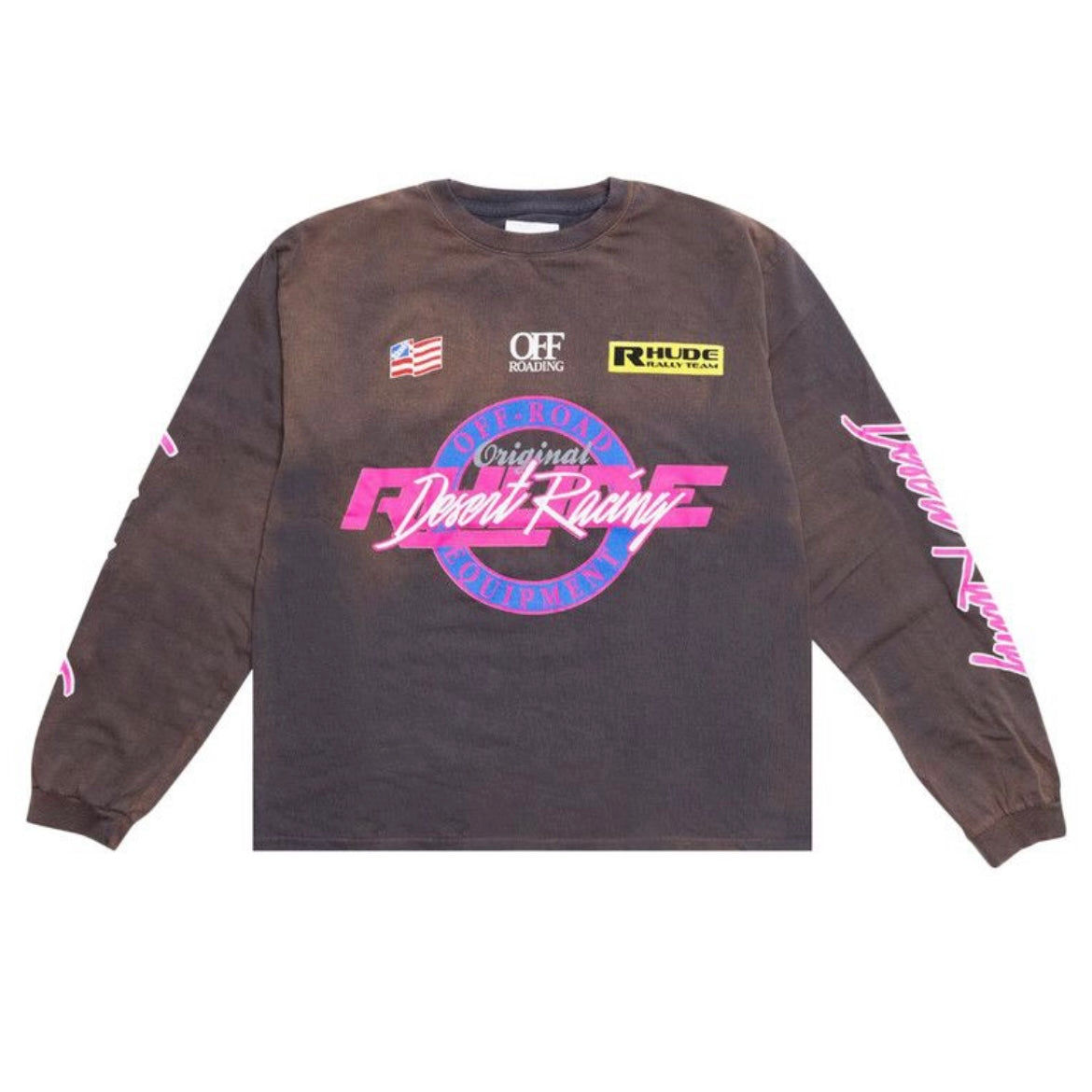 RHUDE DESERT RACING LS TEE BROWN
