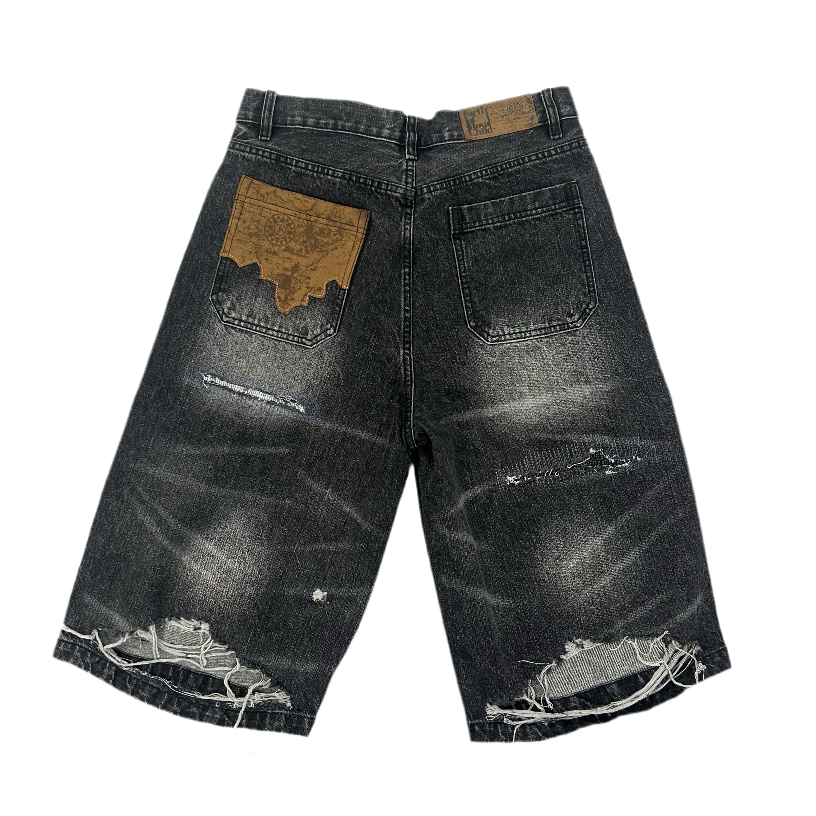 BIRTH OF ROYAL CHILD PATCH DISTRESSED SHORTS