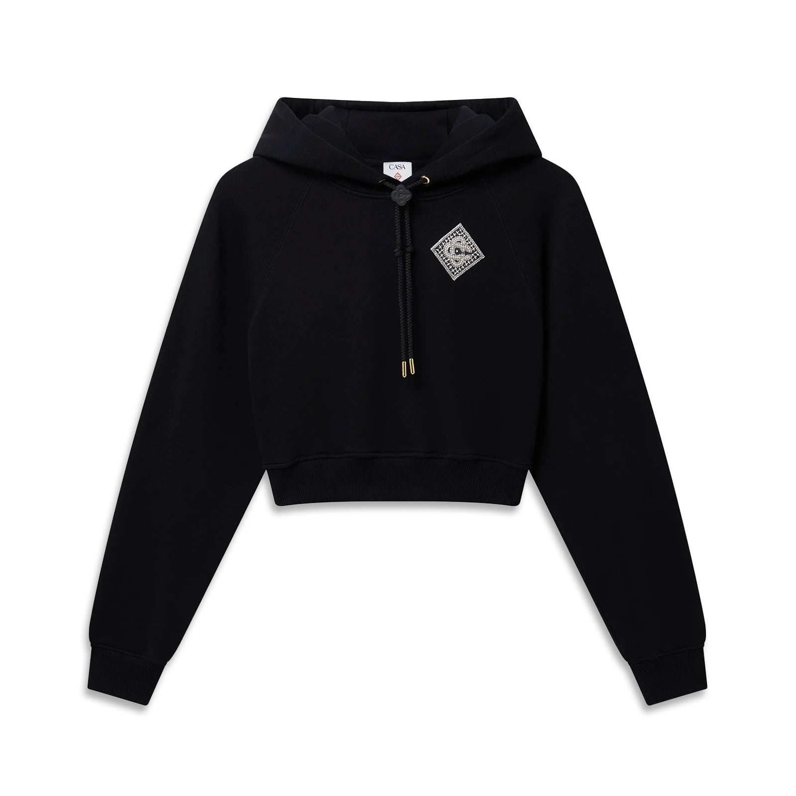 CASABLANCA PEARL DIAMOND CROPPED HOODED SWEATSHIRT