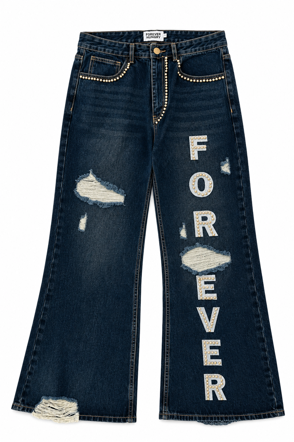 Forever Hungry Dark Blue Flare Jeans