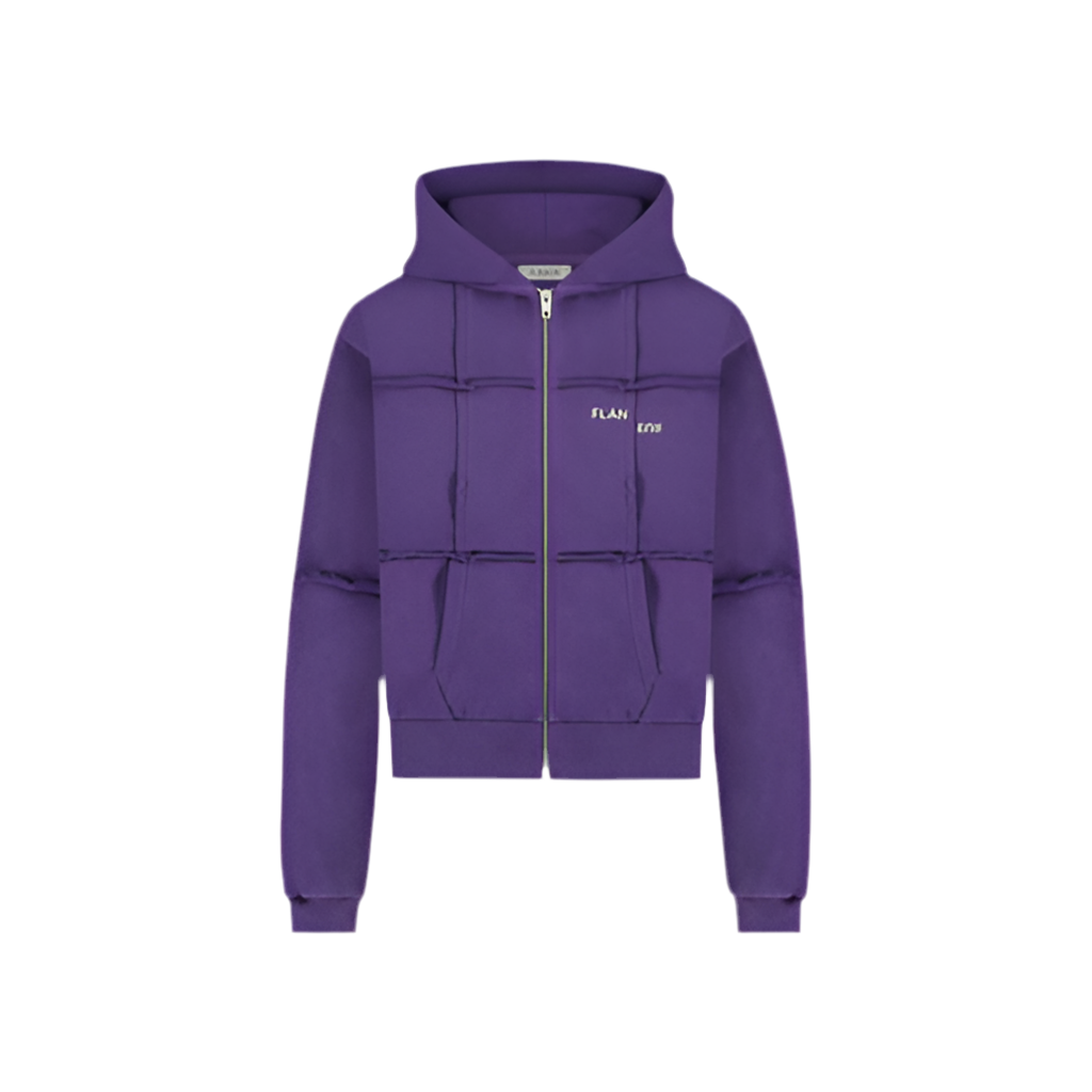 FLANEUR Cut and Sew Zip-Up Hoodie Purple