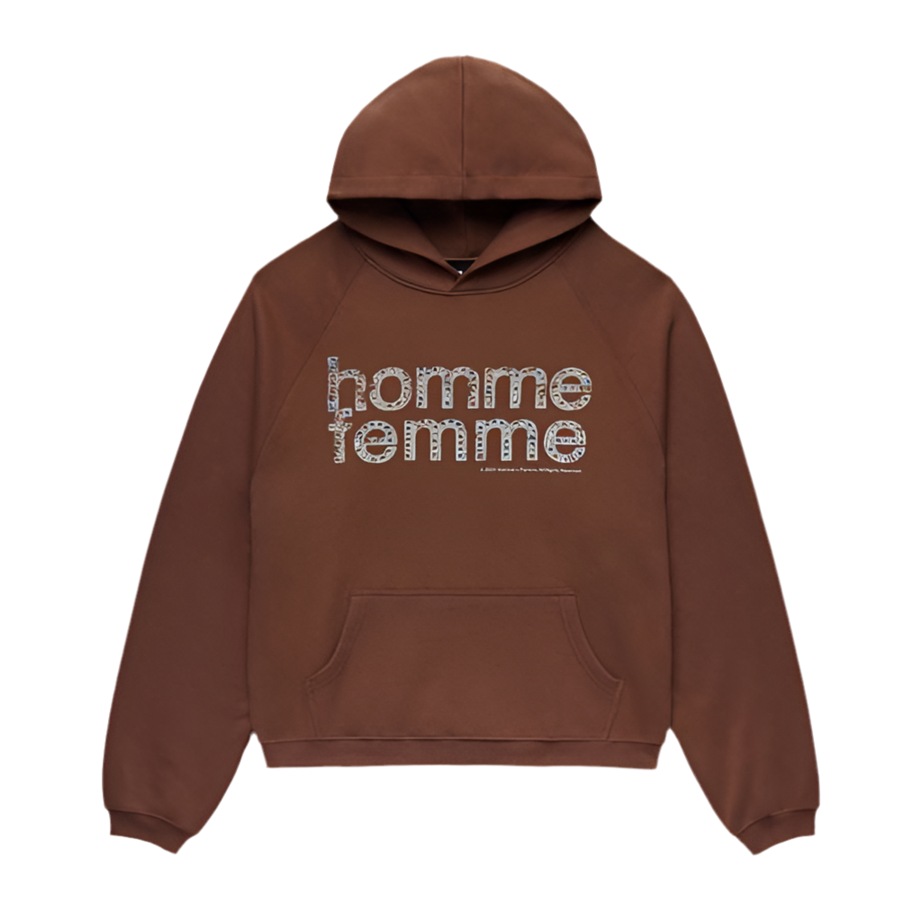 HOMME + FEMME MARDI GRAS HOODIE BROWN