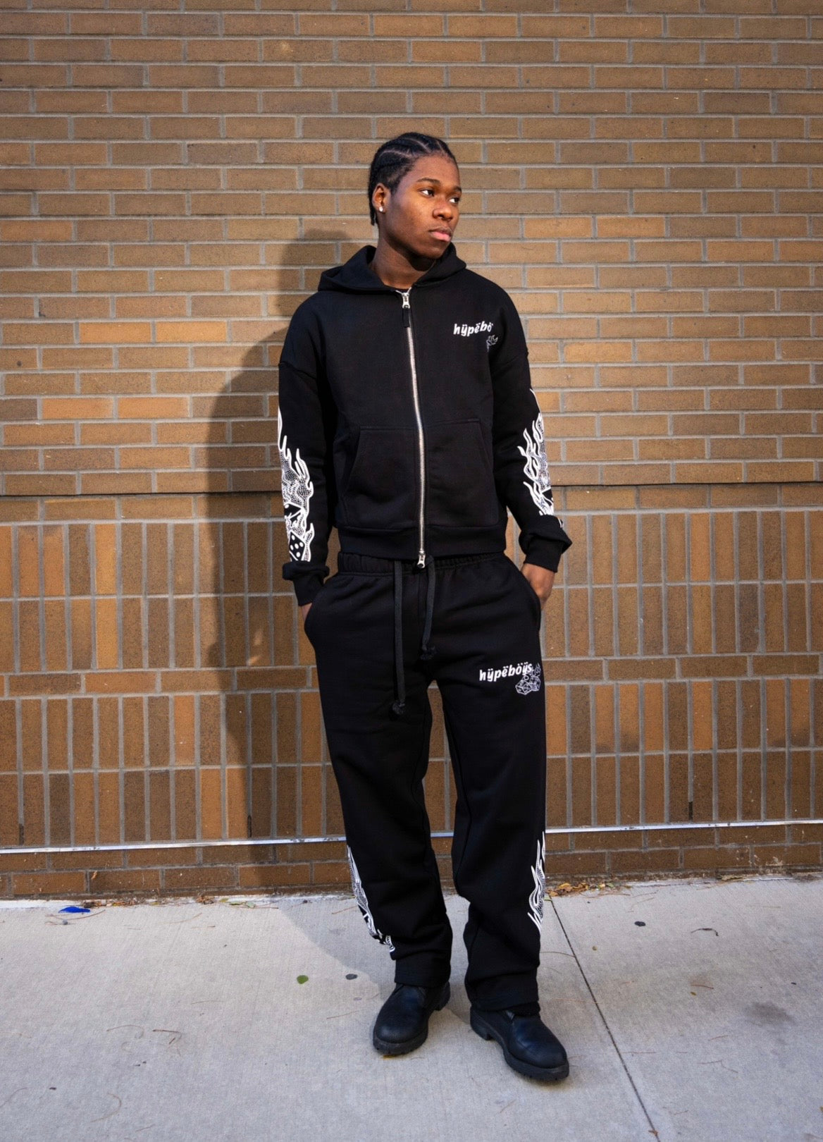 HYPEBOYS DICE ZIP HOODIE IN BLACK