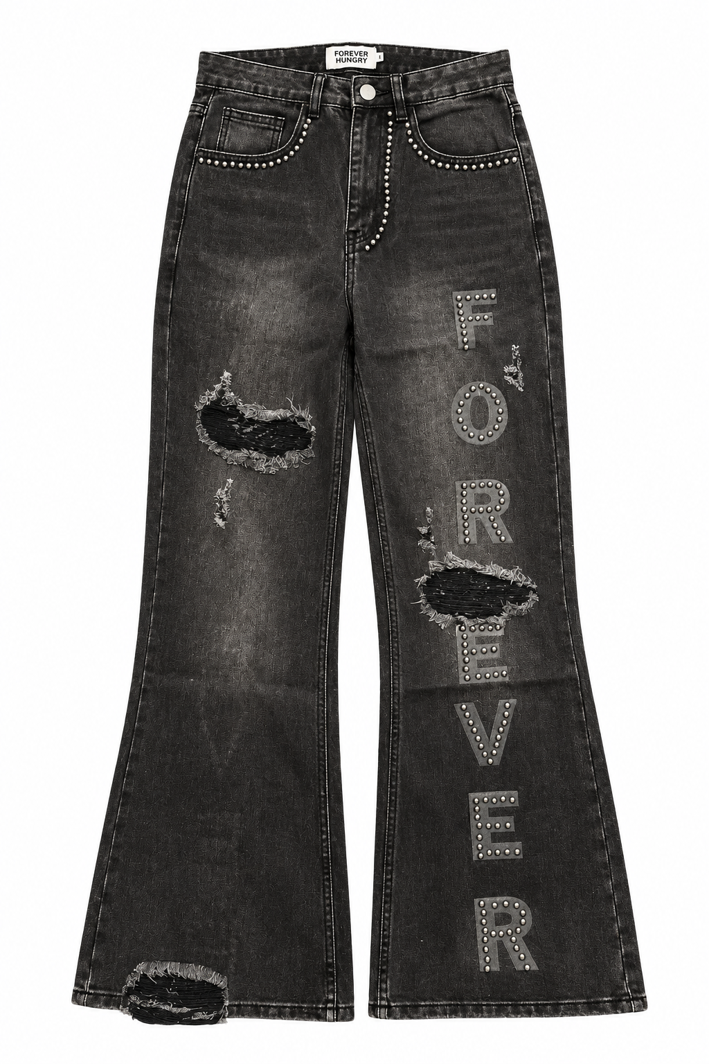 Forever Hungry Black Flare Jeans
