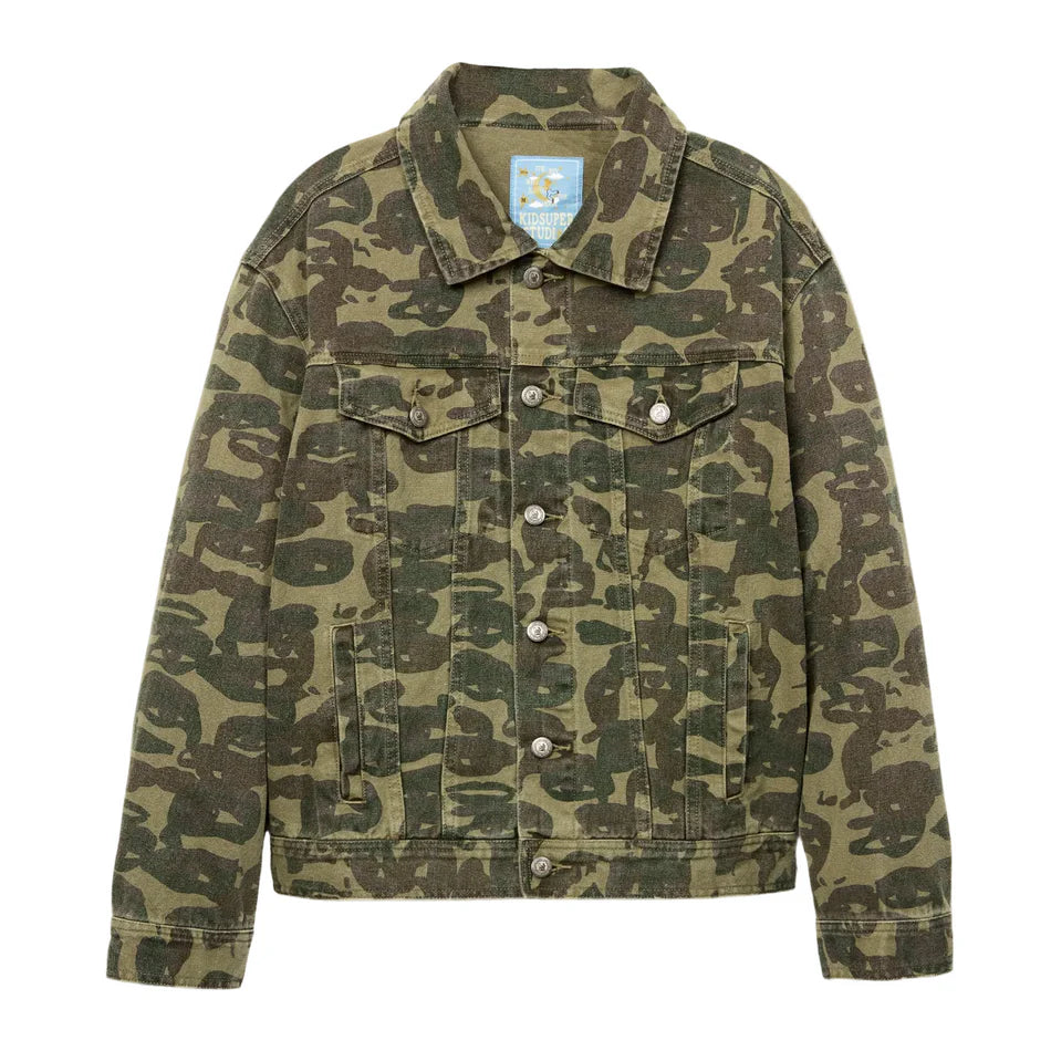 KID SUPER Face Camo Jacket Dark Green