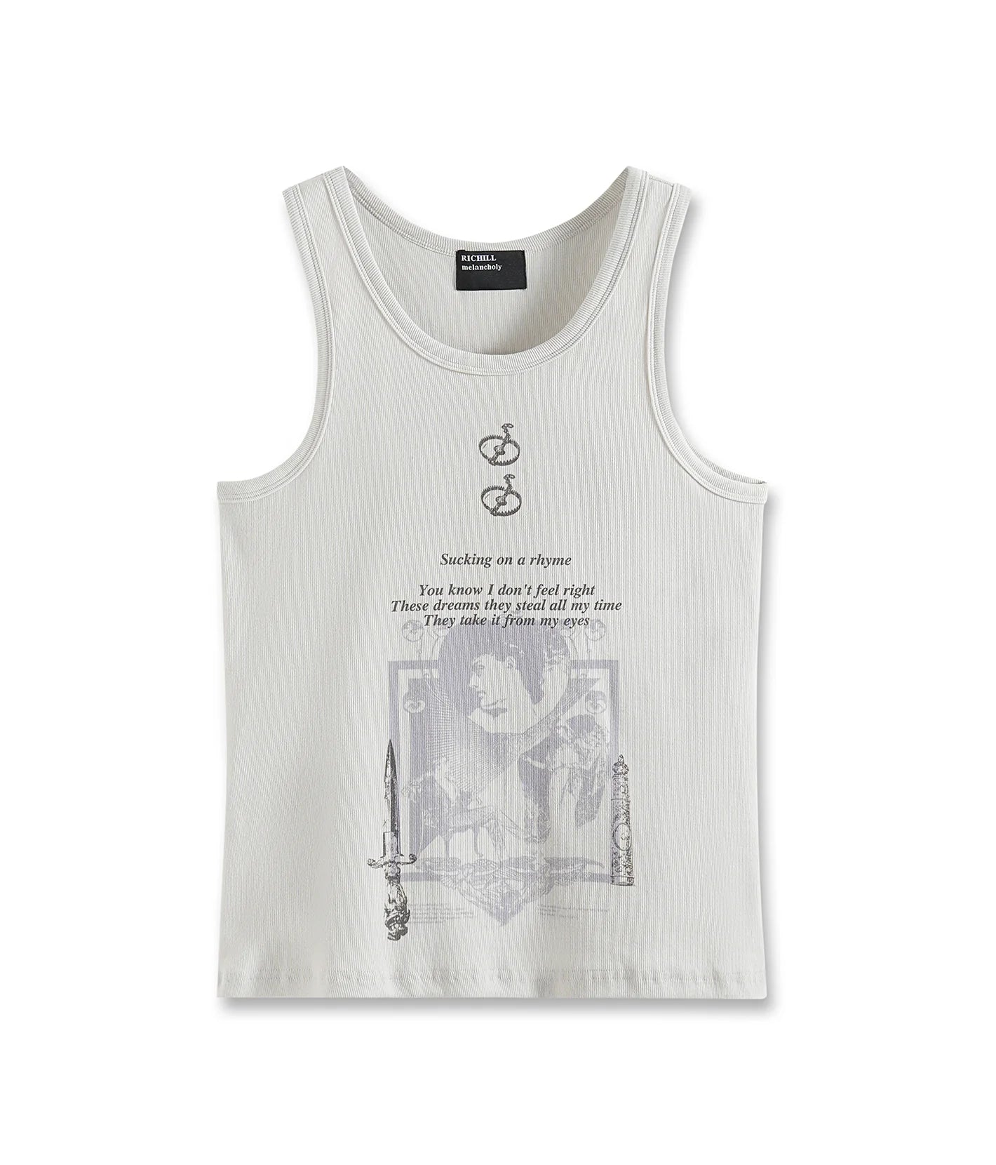 RICHILL Melancholy Graphic Ribbed Tank Top