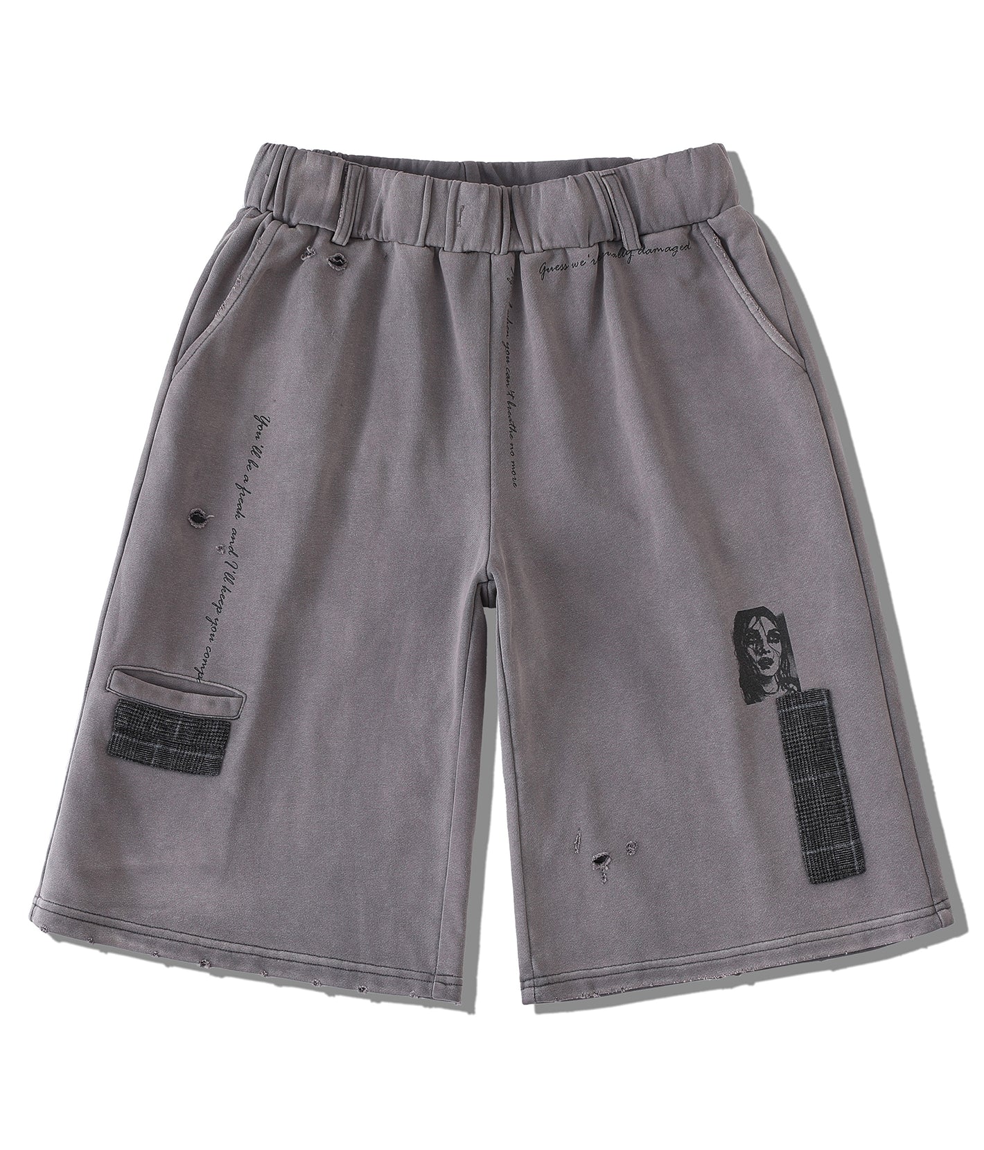 RICHILL Melancholy Patchwork Graphic Washed Sweatshorts