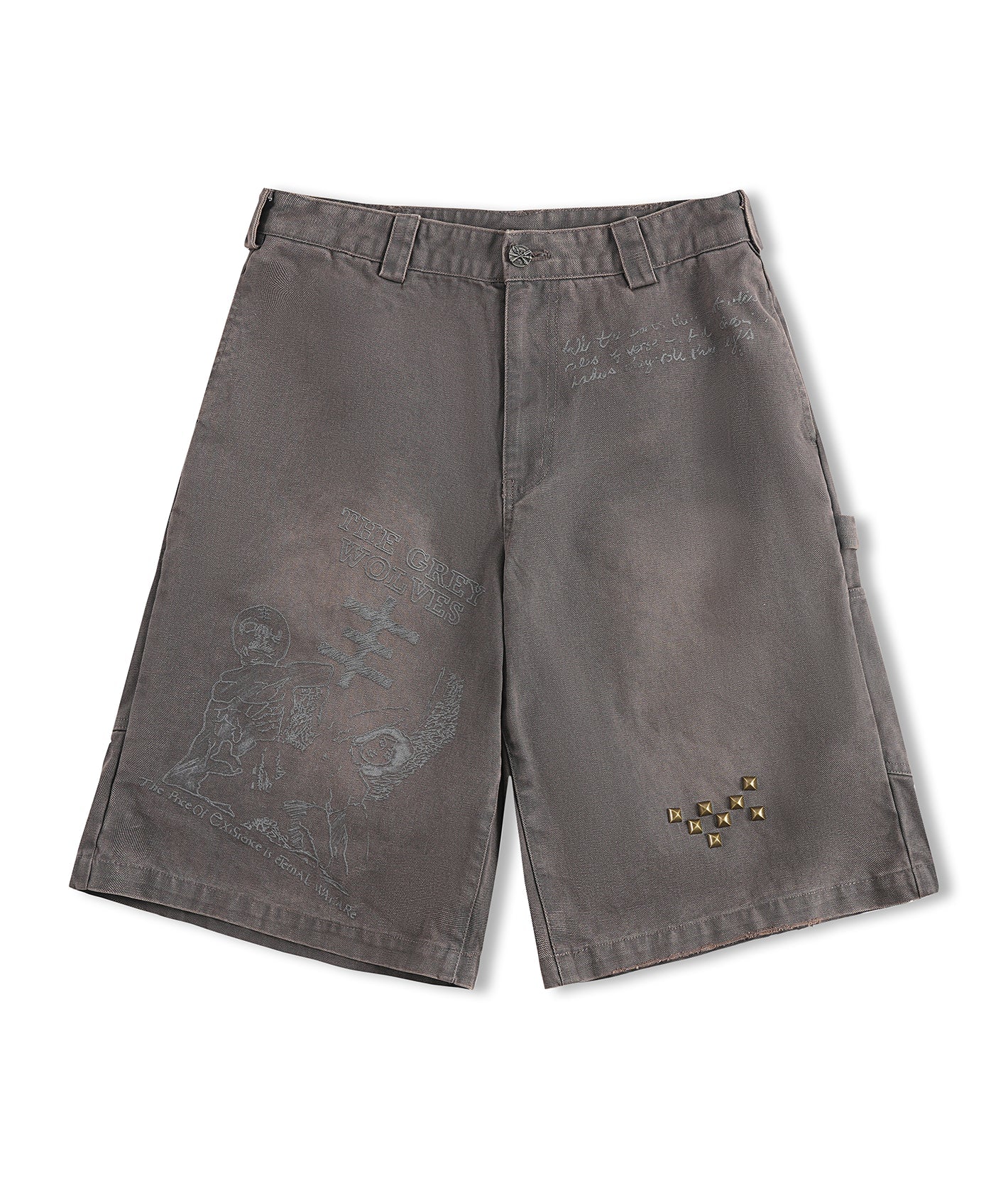 RICHILL Melancholy Studded Washed Canvas Shorts