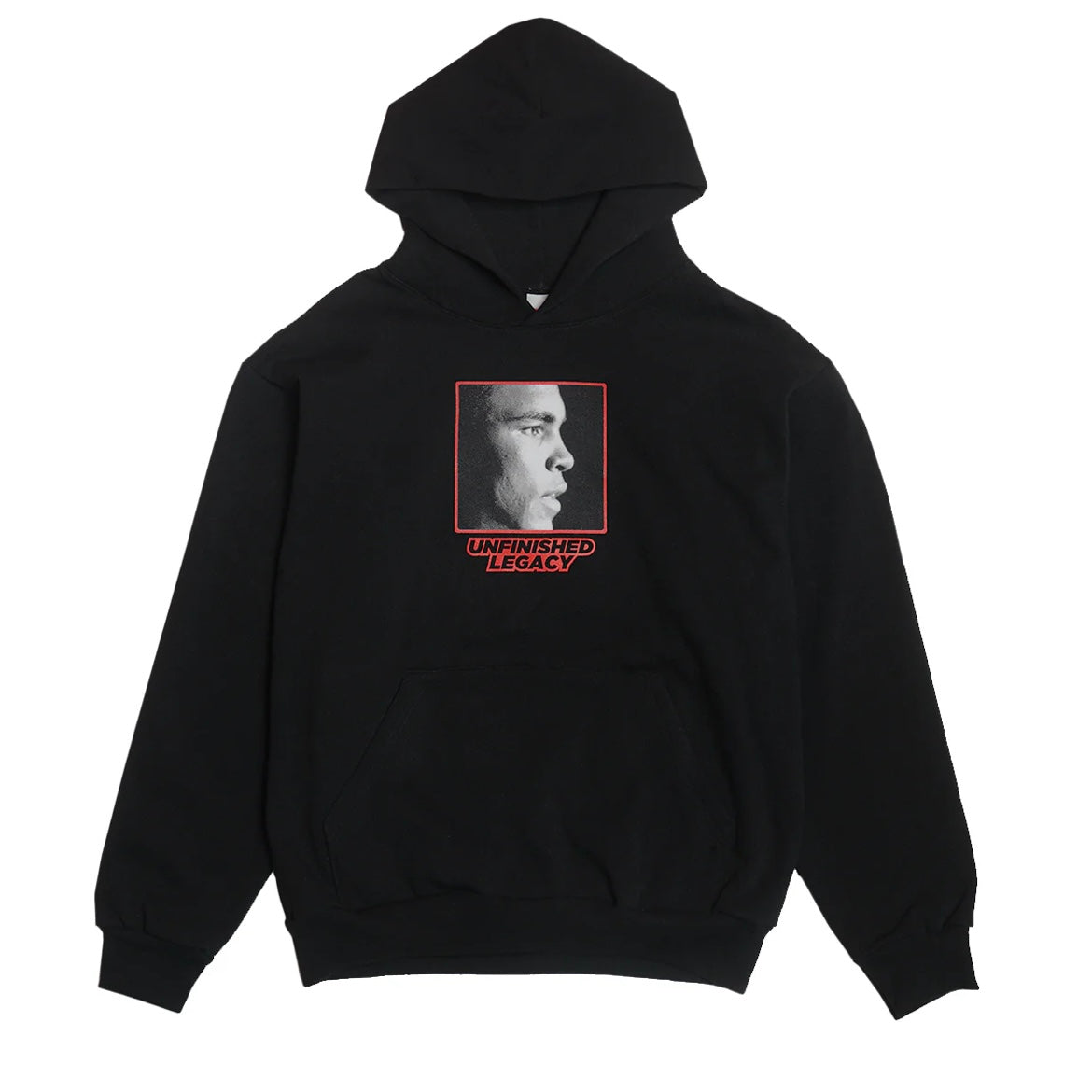 UNFINISHED LEGACY MUHAMMAD ALI, A BLACK HOODIE