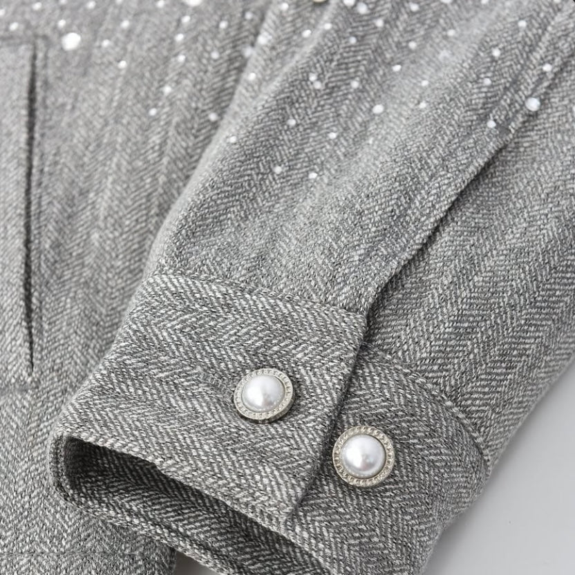BIRTH OF ROYAL CHILD 20K DIAMOND ZIPPER JACKET IN LIGHT GREY