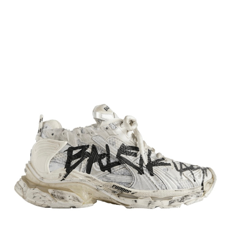BALENCIAGA| Men's Runner Graffiti Sneaker in White