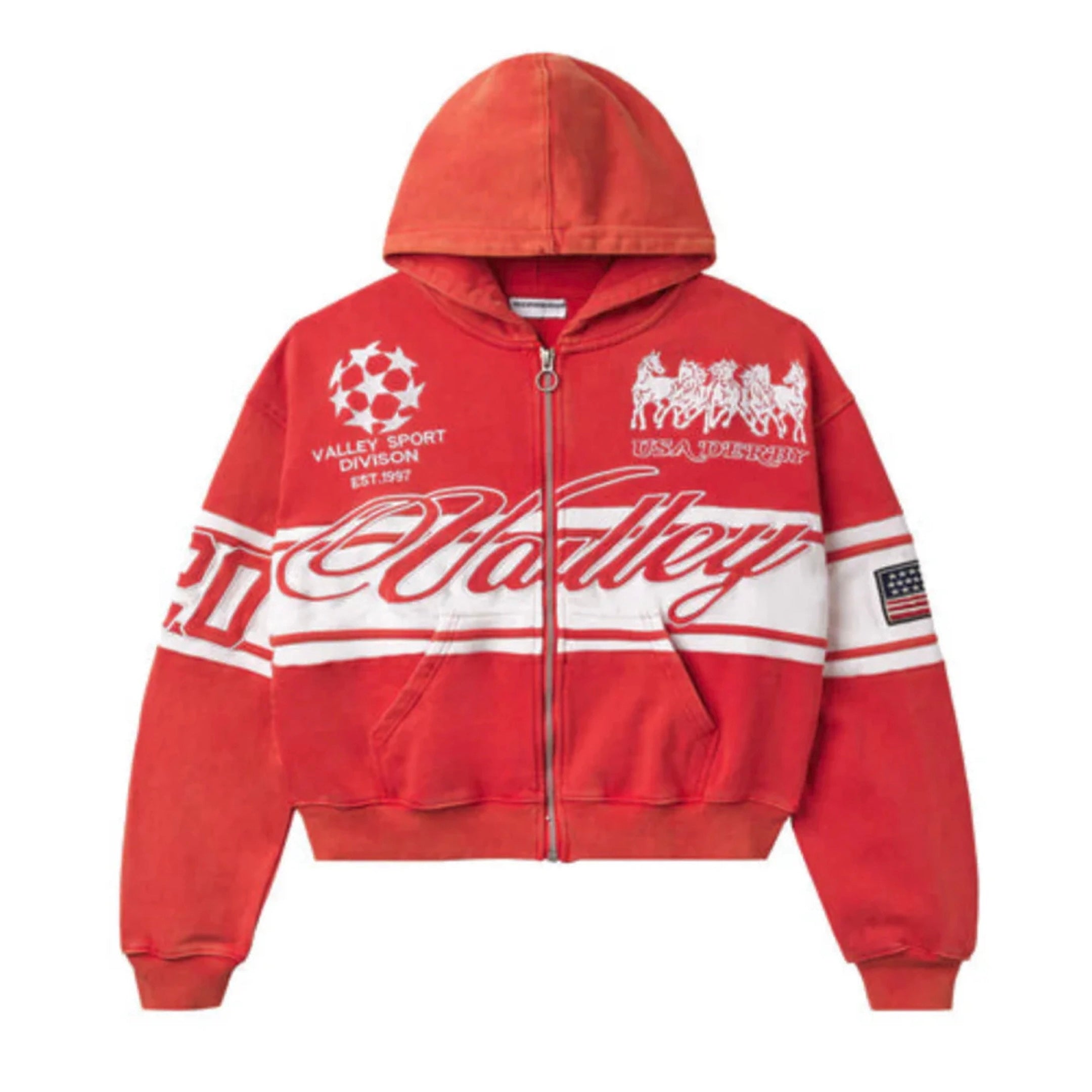 VALE FOREVER CURSIVE ZIP UP ORANGE HOODIE