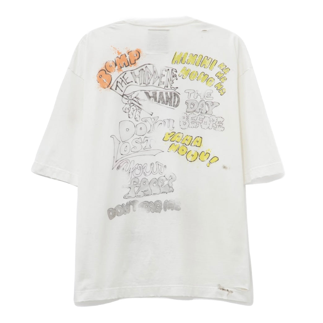 MAISON MIHARA YASUHIRO DISTRESSED T-SHIRT WHITE TEDDY