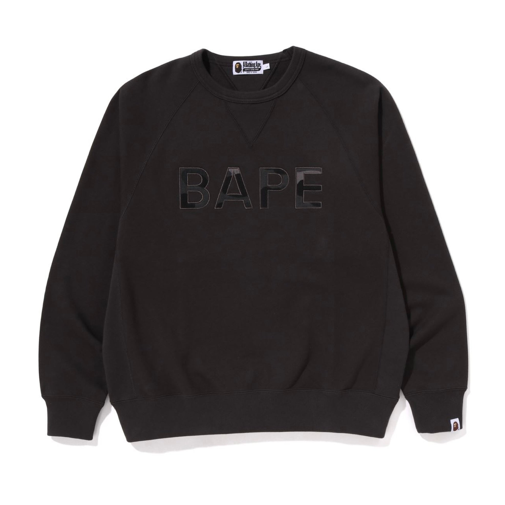 A BATHING APE BAPE PATCH RELAXED FIT CREWNECK GREY