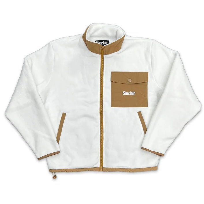 SINCLAIR  CARGO POCKET FLEECE ZIP UP JACKET OFF WHITE