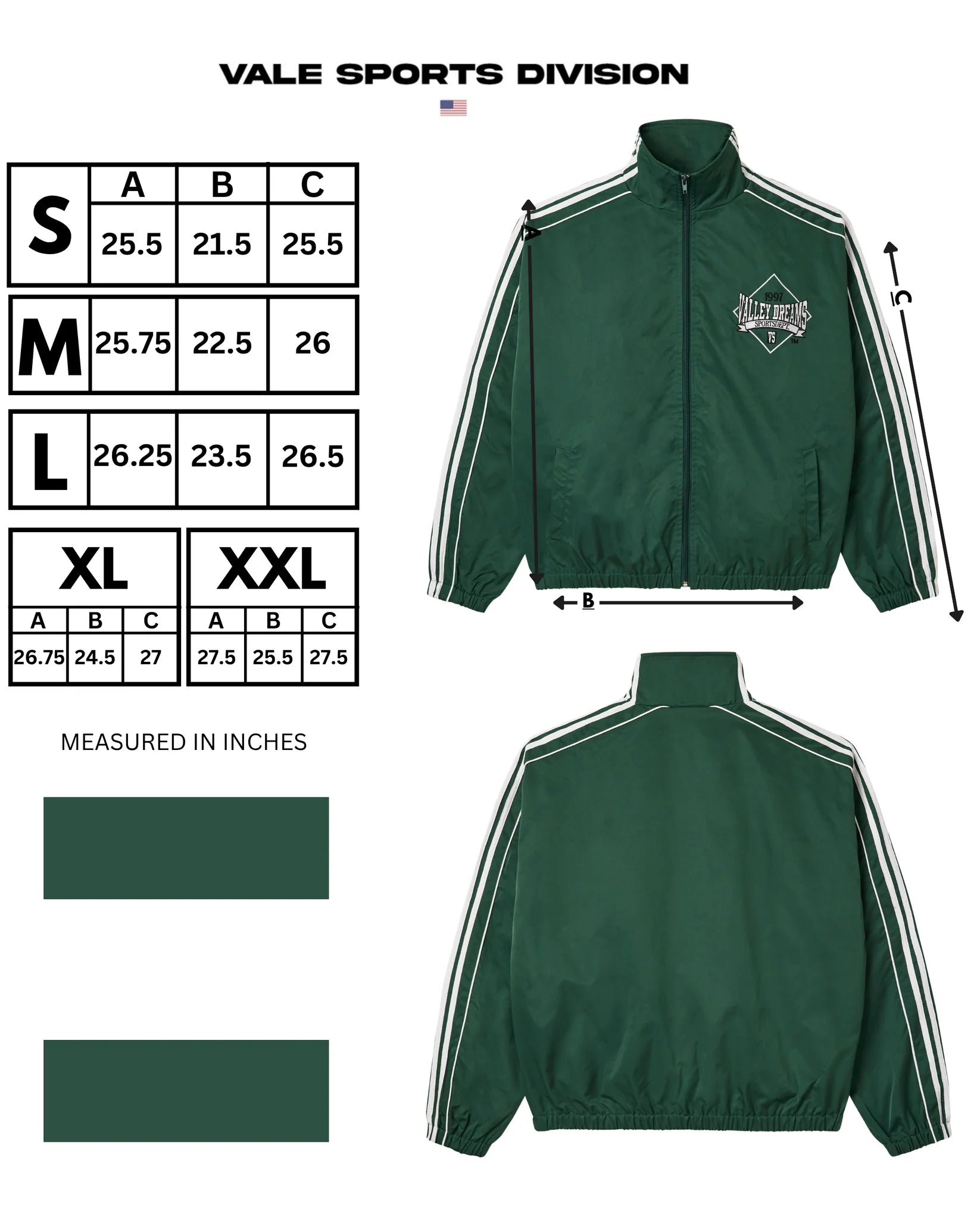 VALE FOREVER | GREEN STRIPE TRACK JACKET