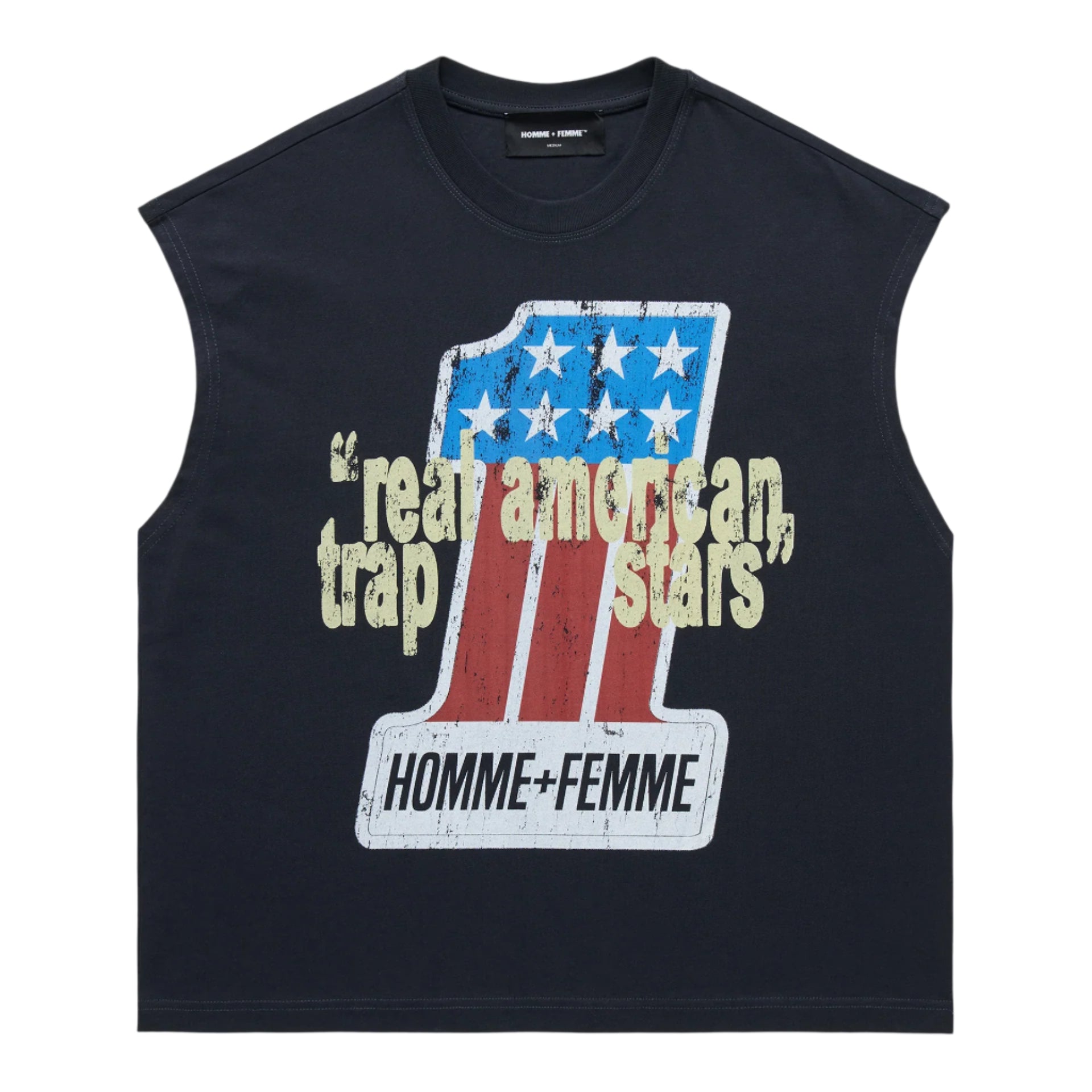 HOMME + FEMME Trap Star Cutoff Tee Black