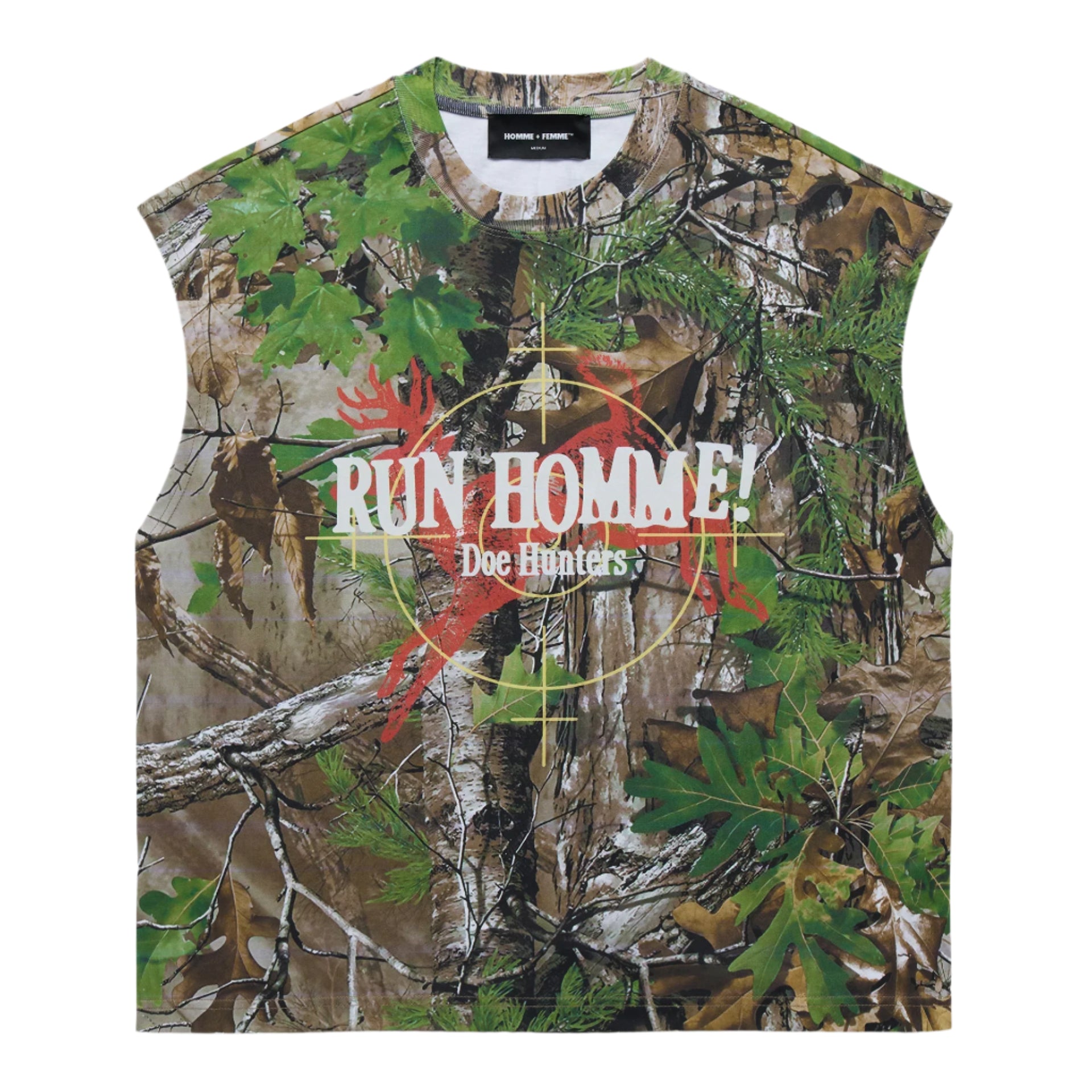 HOMME + FEMME Deer Country Cut Off Tee Real Tree