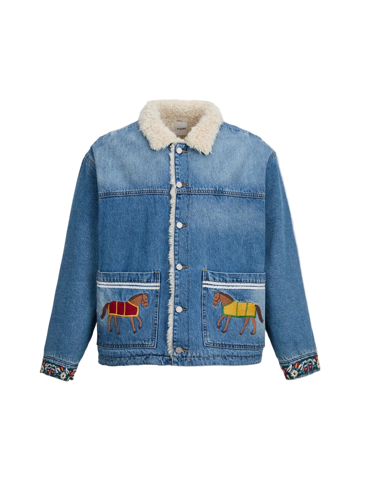 Found Horse Equine Denim Work Jacket in vintage blue