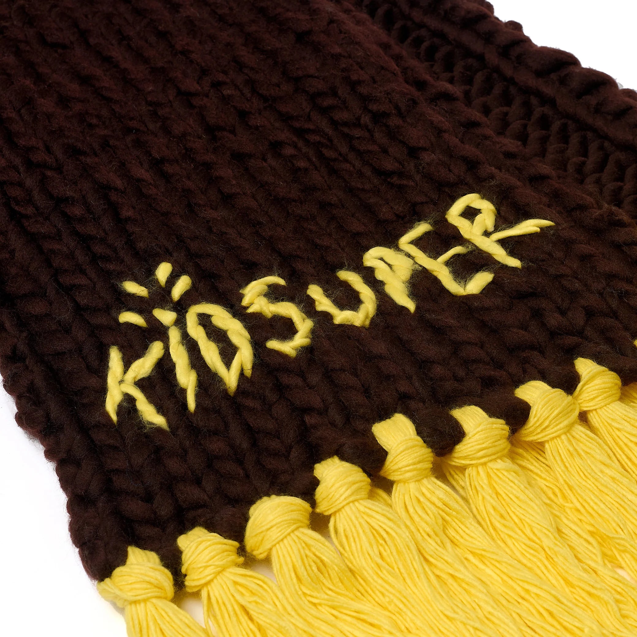 KID SUPER HAND KNIT CHUNKY SCARF BROWN