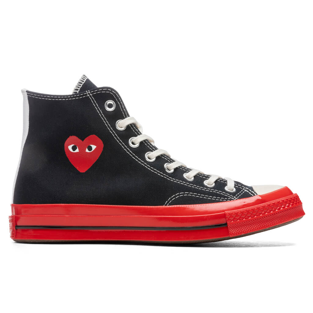 CONVERSE X COMME DES GARCONS PLAY ALL STAR CHUCK '70 HI RED SOLE - BLACK