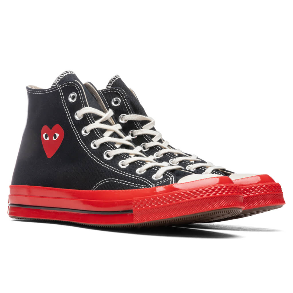 CONVERSE X COMME DES GARCONS PLAY ALL STAR CHUCK '70 HI RED SOLE - BLACK