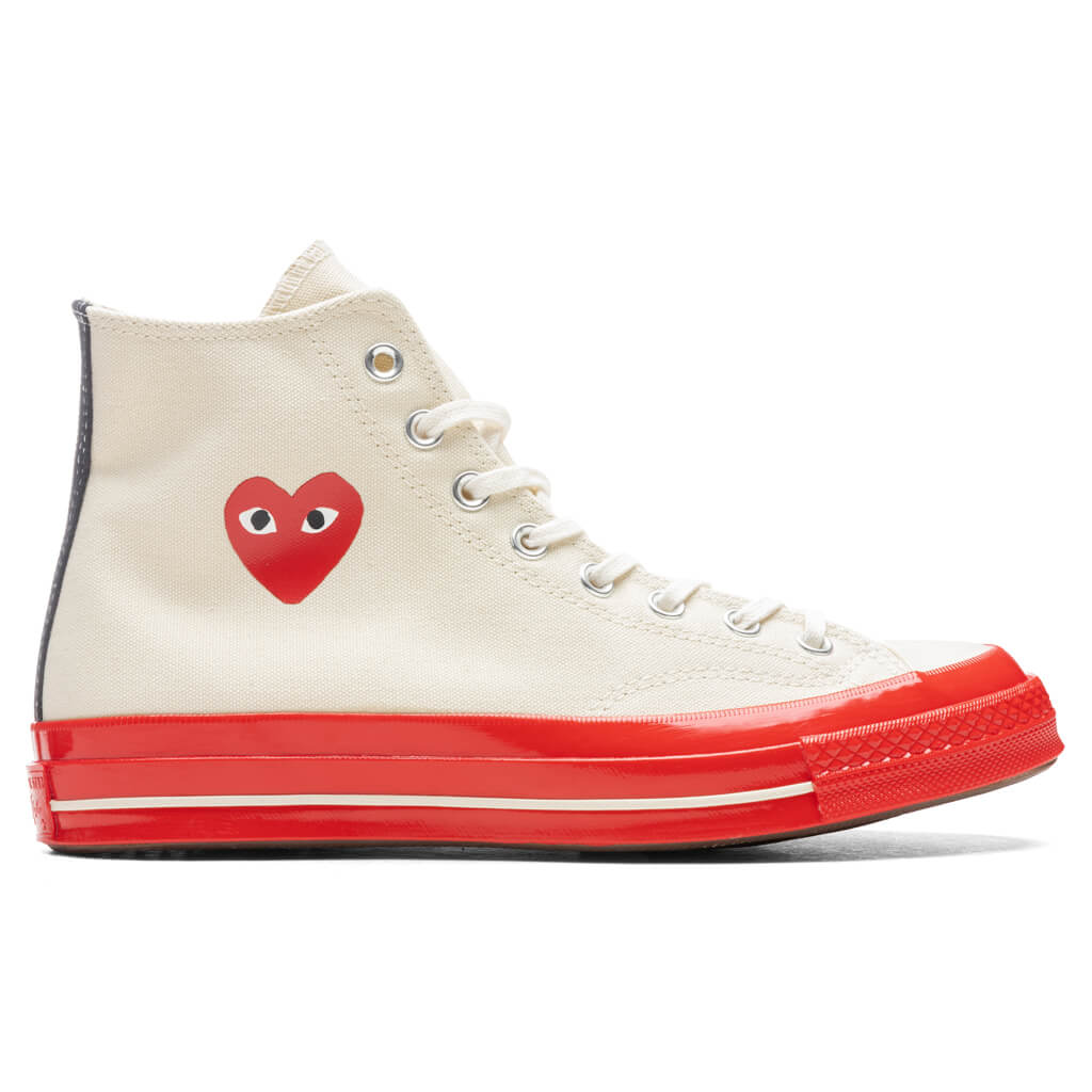 CONVERSE X COMME DES GARCONS PLAY ALL STAR CHUCK '70 HI RED SOLE - WHITE