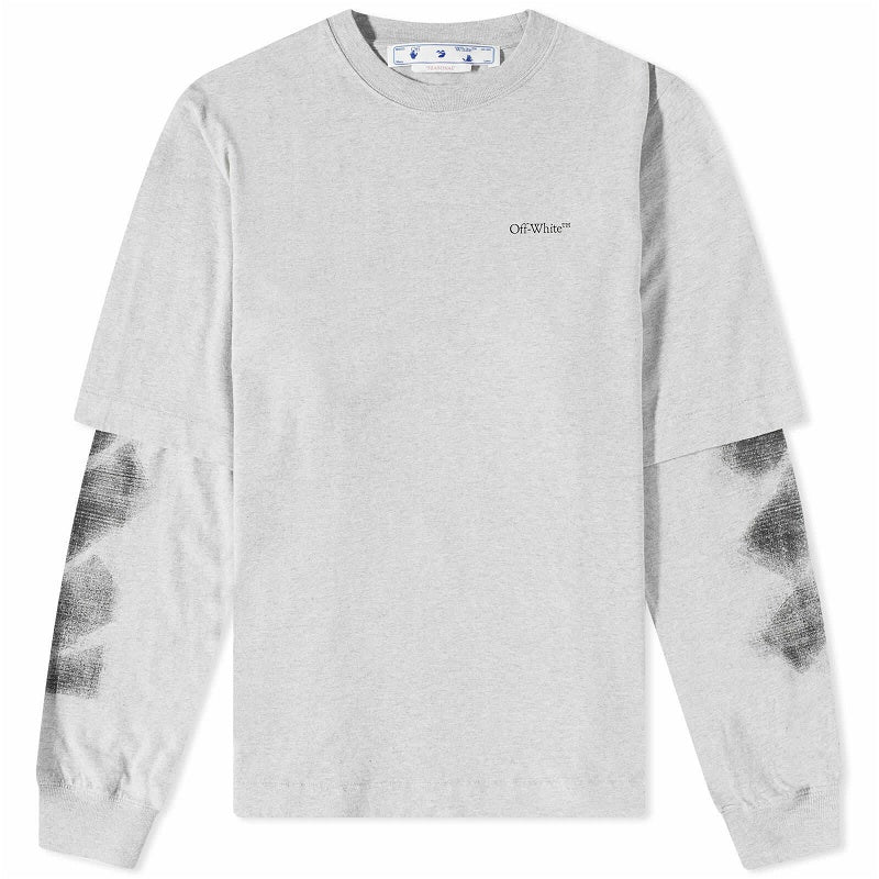 Off-White Men's Jumbo Arrow Double Sleeve T-Shirt in Grey