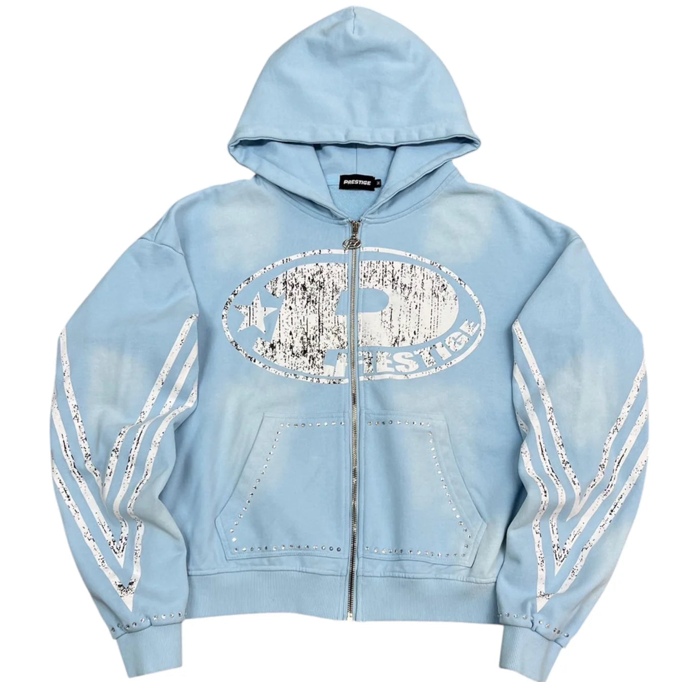 Prestige "P Logo" Rhinestone Hoodie Blue