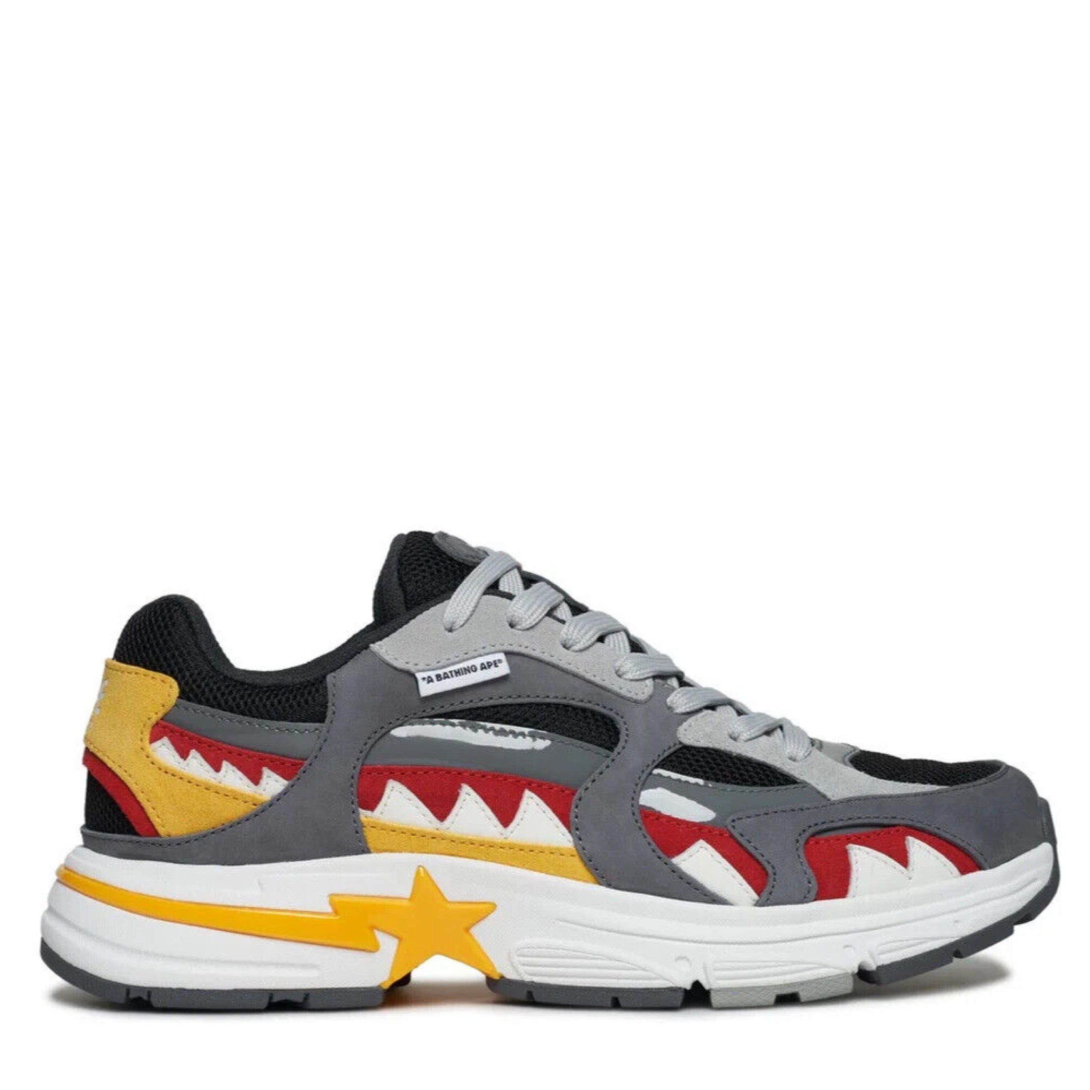 A Bathing Ape Shark Sta GREY RED YELLOW