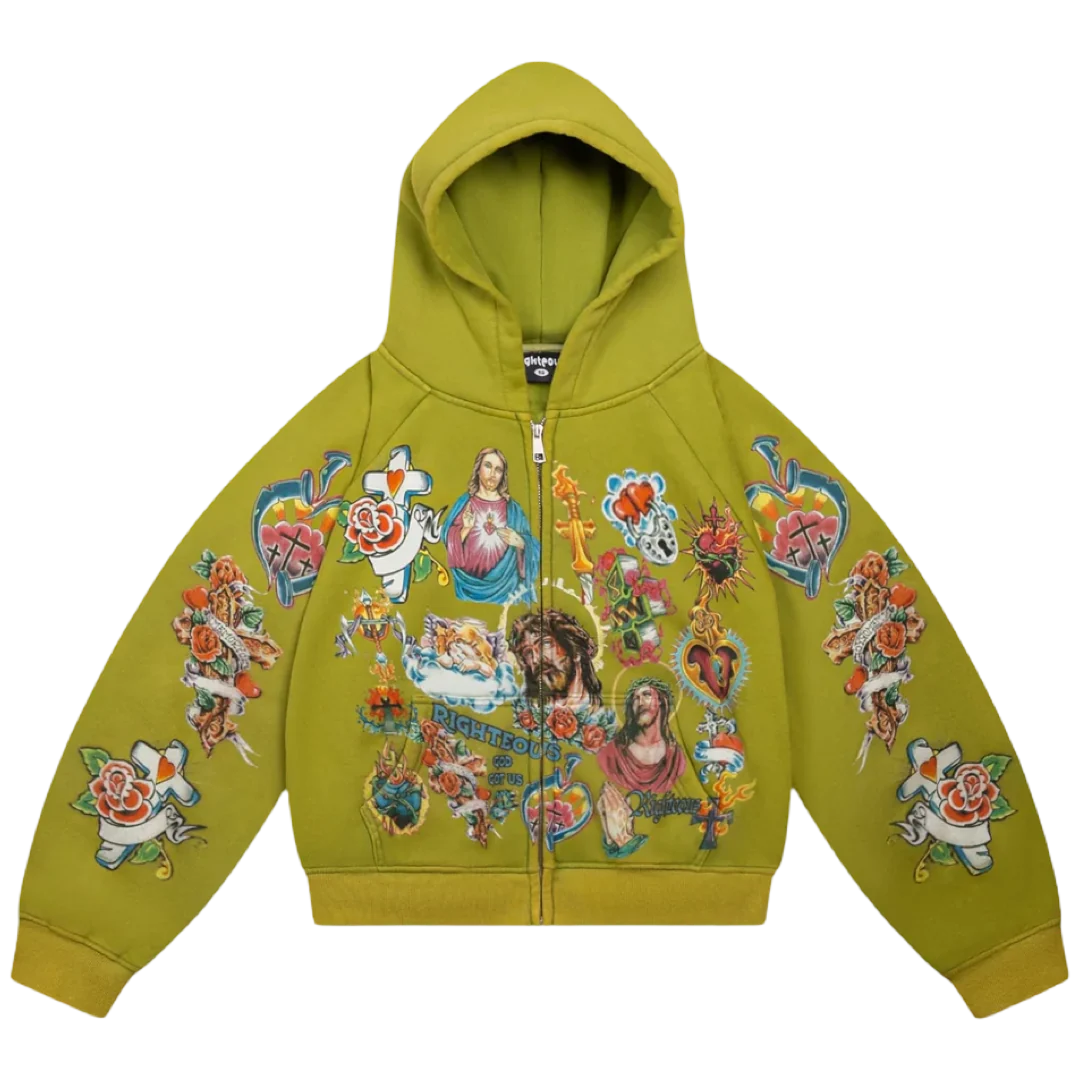 WE ARE RIGHTEOUS RISEN KING HOODIE Moss