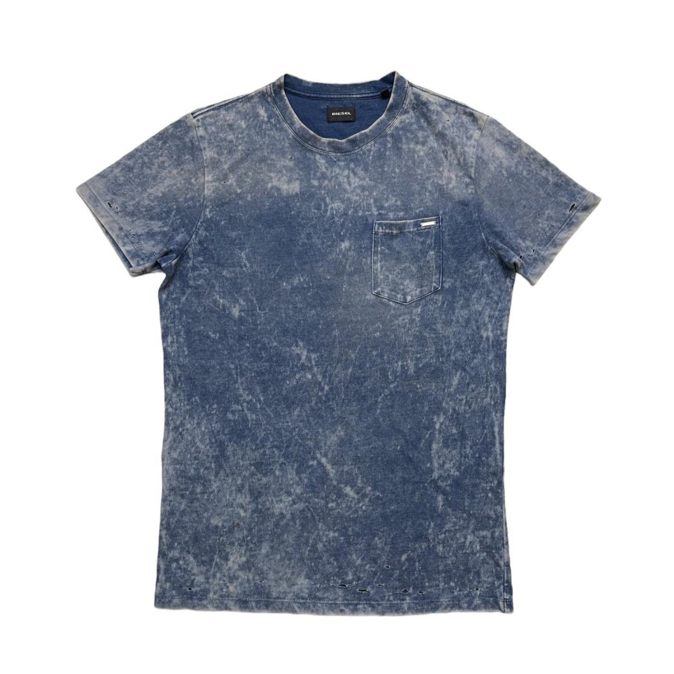 DIESEL T-SHIRT DISTRESSED BLUE