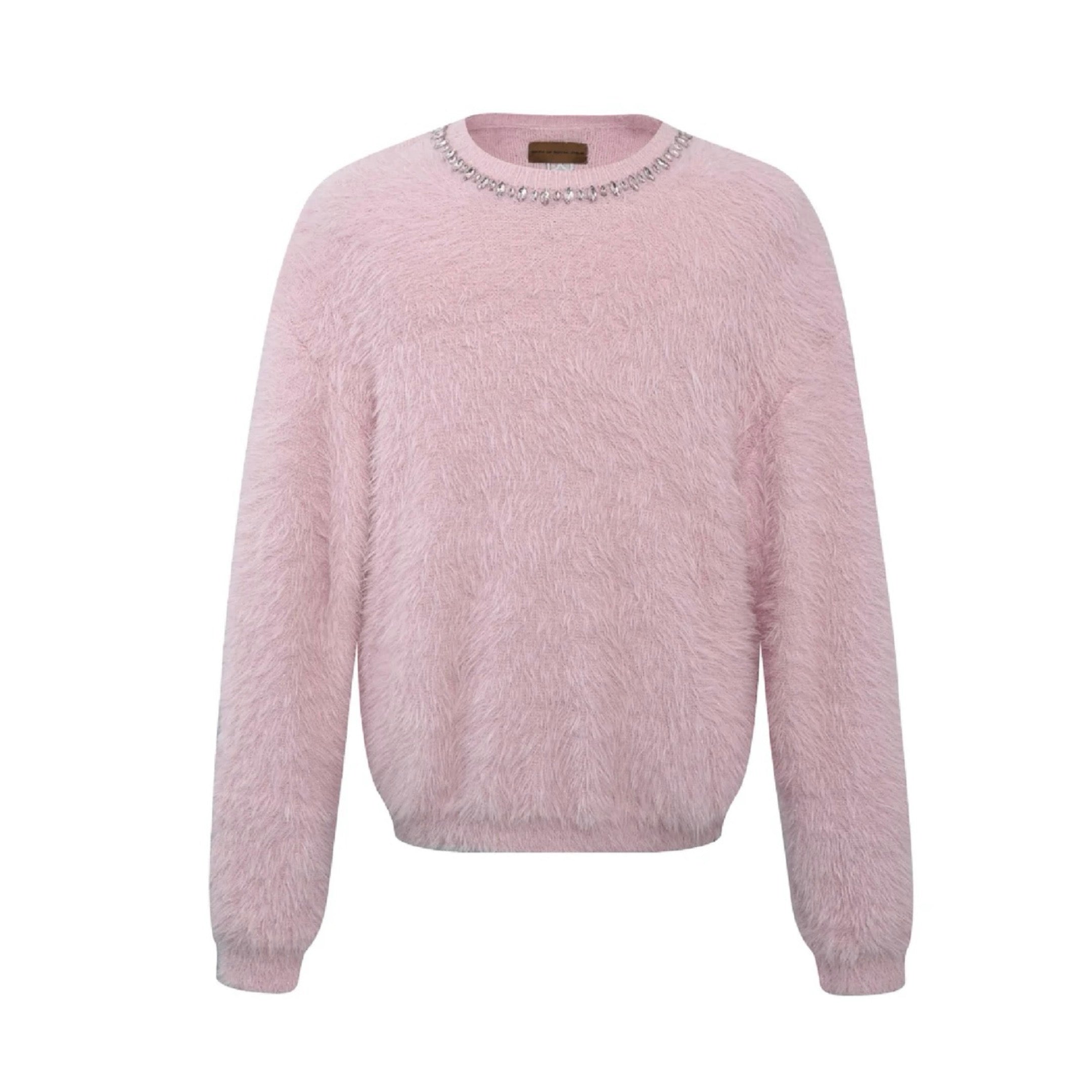 BIRTH OF ROYAL CHILD Diamond Mink Sweater in Pink