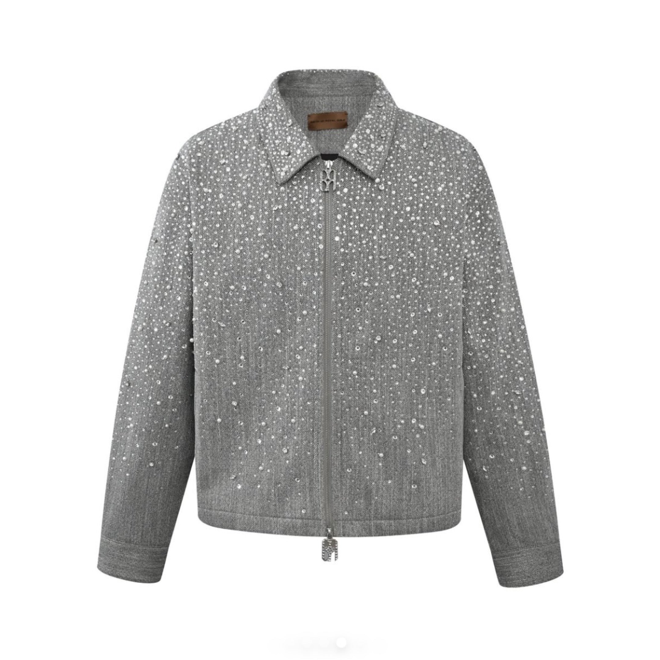 BIRTH OF ROYAL CHILD 20K DIAMOND ZIPPER JACKET IN LIGHT GREY