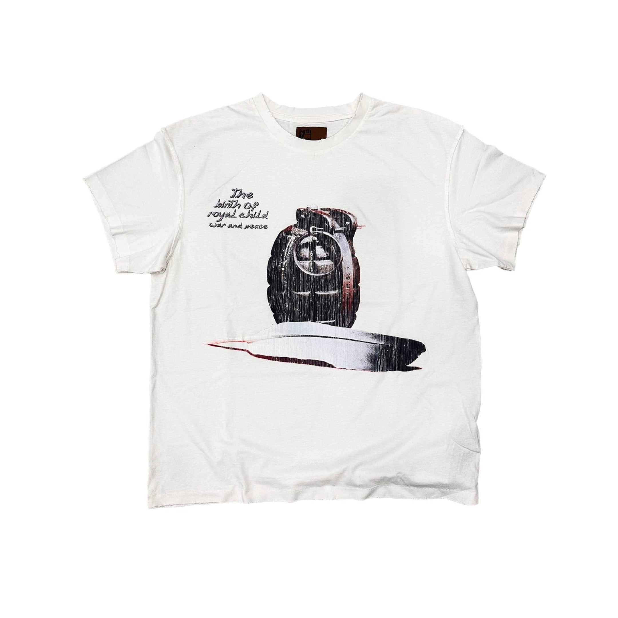 BIRTH OF ROYAL CHILD Block Rockin' Beats Vintage Tee in White Multi