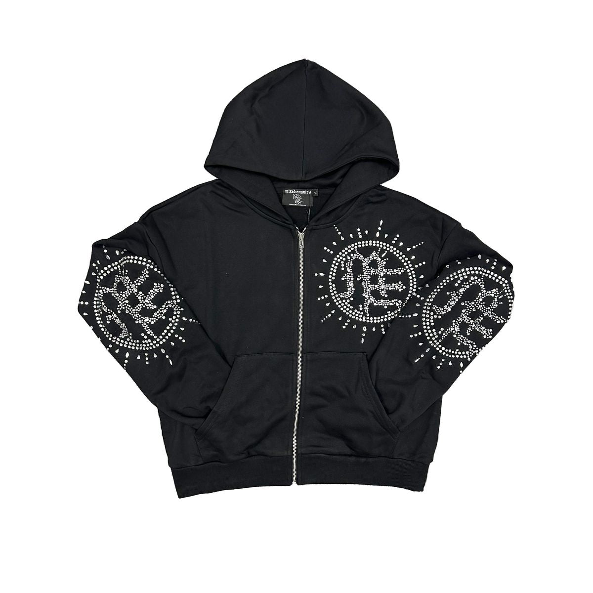 MIXED EMOTION Eclipse Rhinestone Hoodie Black