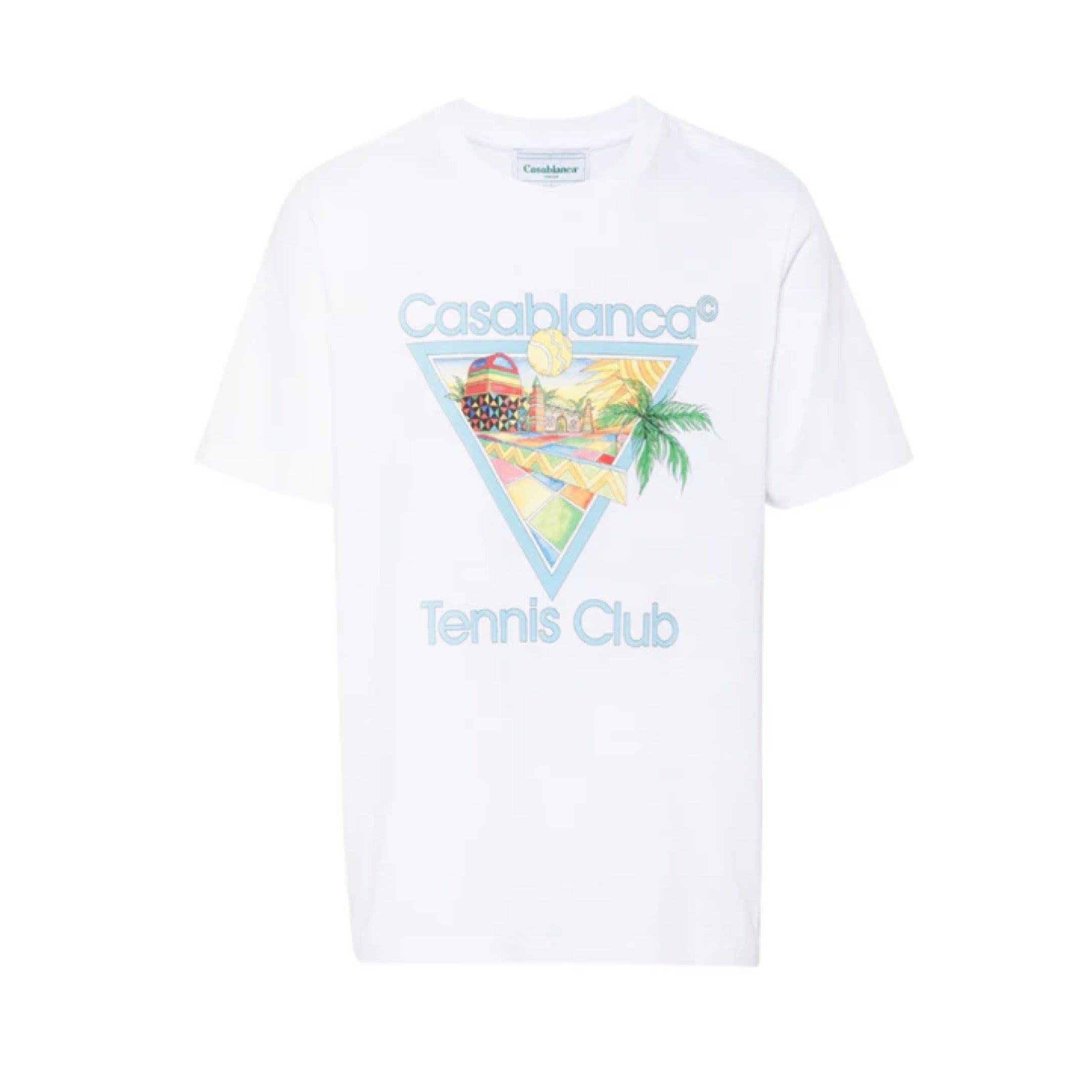 CASABLANCA WHITE JERSEY TENNIS PALM TEE